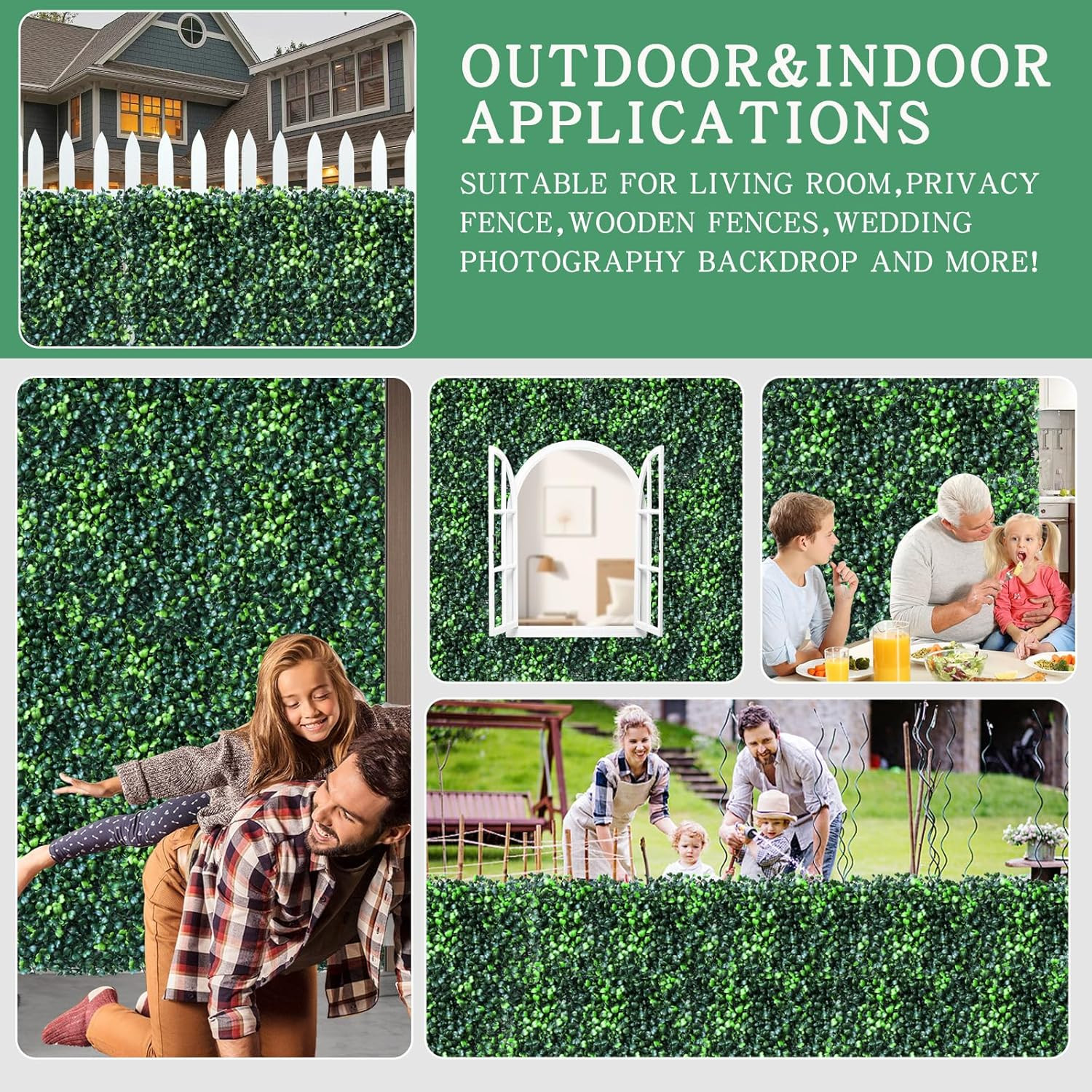 12Pcs 10″X10″ Grass Wall Panels Backdrop, Artificial Boxwood Hedge Wall for Indo