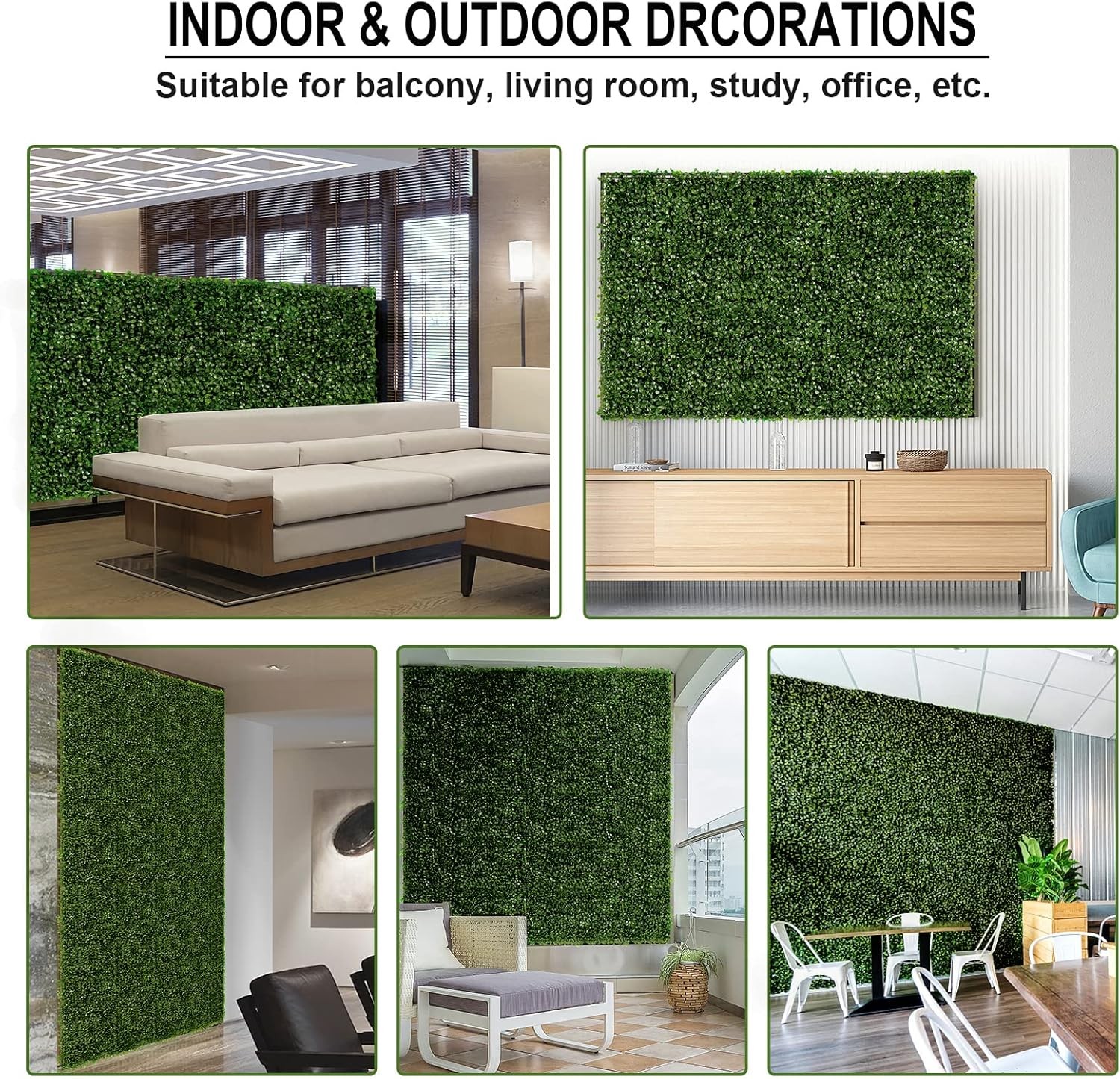 24PCS 24″x16″ Artificial Boxwood Mat Wall Hedge Decor Privacy Fence Panels Grass