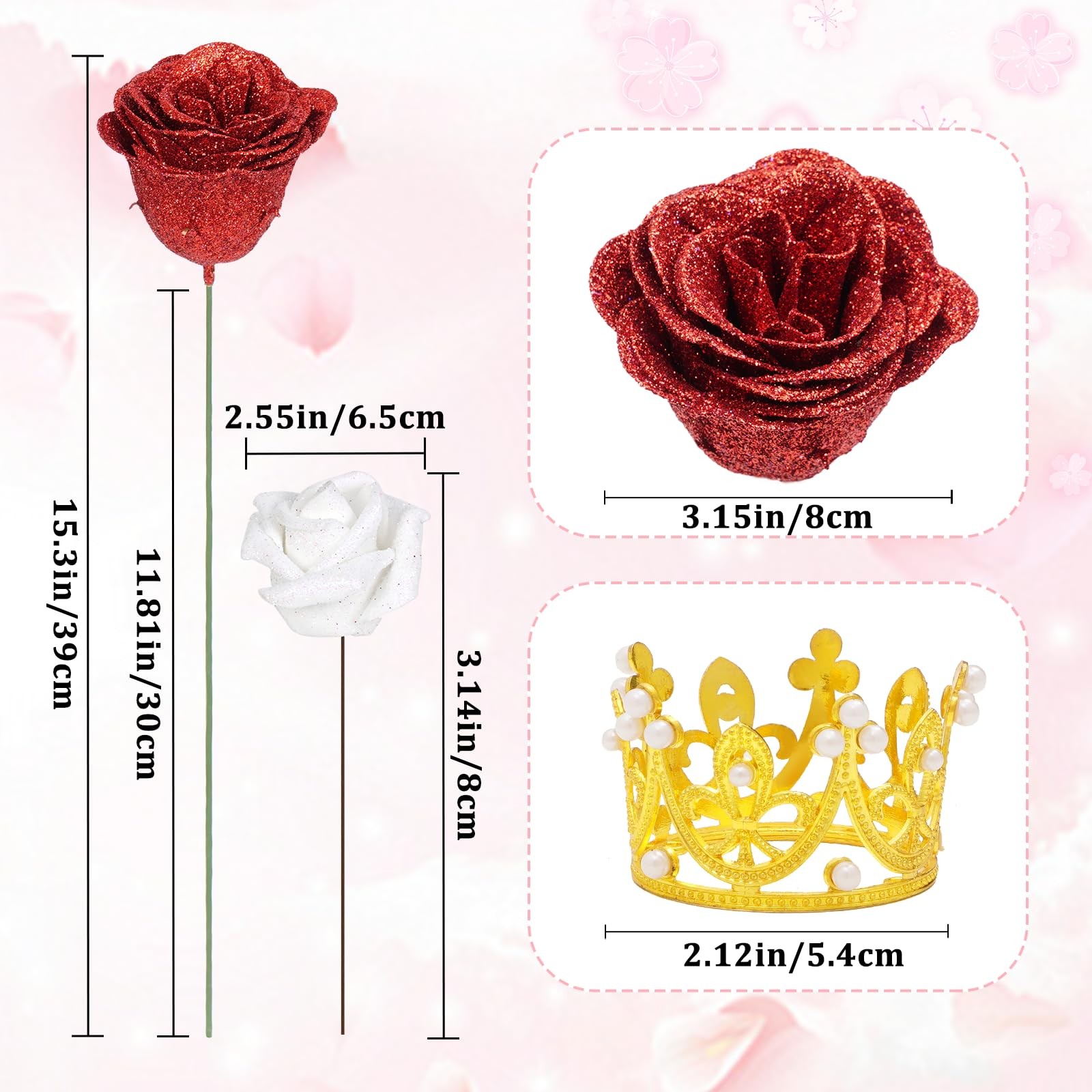 36+20 Glitter Roses Bouquet, DIY Fake Flowers Bouquet, Craft The Initials of …