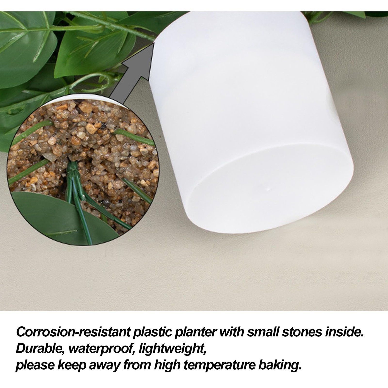 Artificial Pothos Plant with Plastic Pot – Fake Indoor Faux Plant for TV Stan…