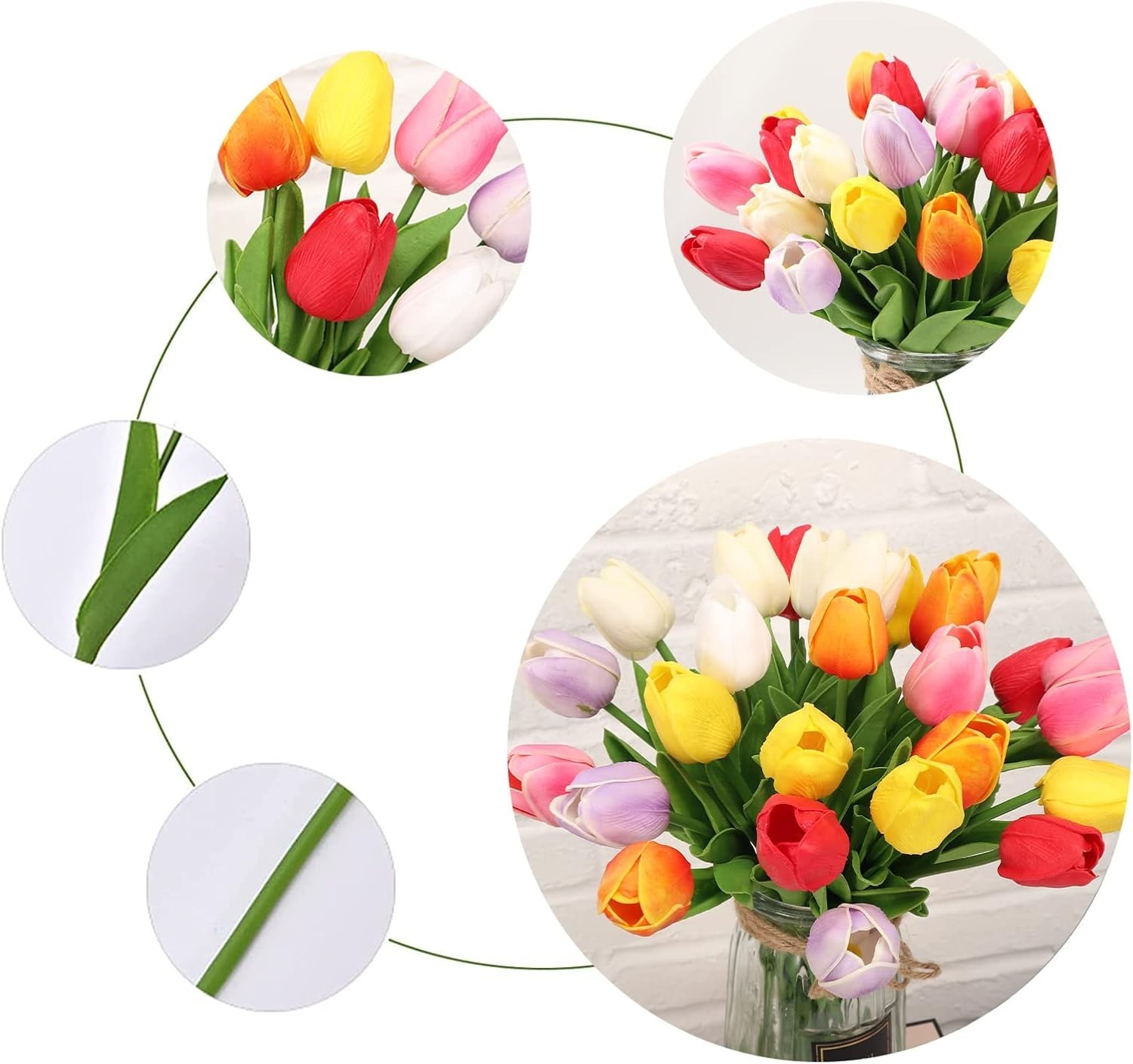 30pcs Real Touch Tulips PU Artificial Flowers Plants Decor, Multi Color Fake …