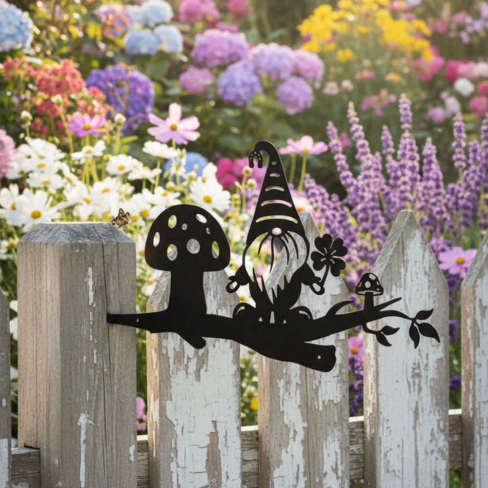 Whimsical Metal Branch Gnome Wall Art – Garden Party Home Decoration