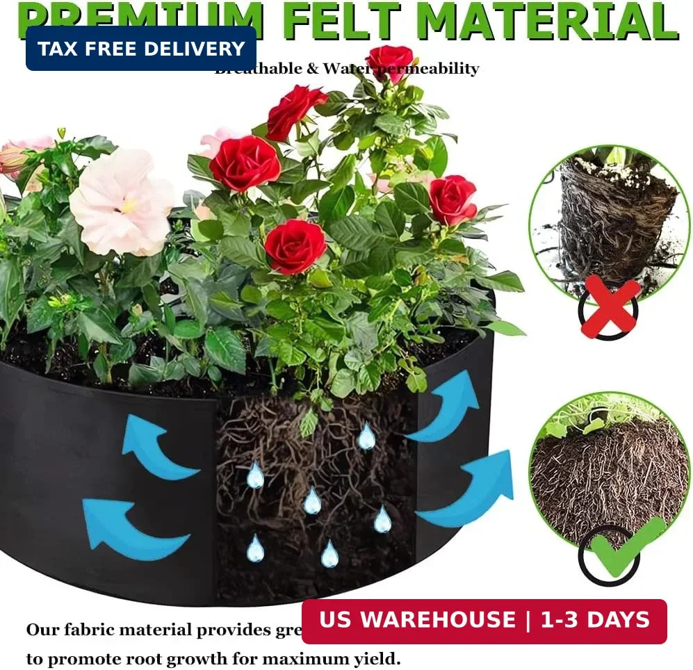 Fabric Raised Garden Bed, Raised Planters for Outdoor Plants, Rectangle Garden G