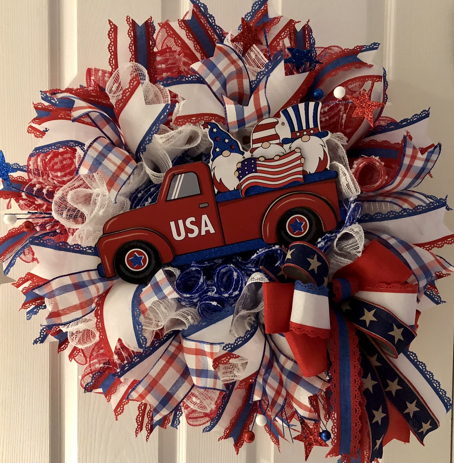 Patriotic Wreath Memorial Day, 4th Of July, Veterans Day Summer Wreath.