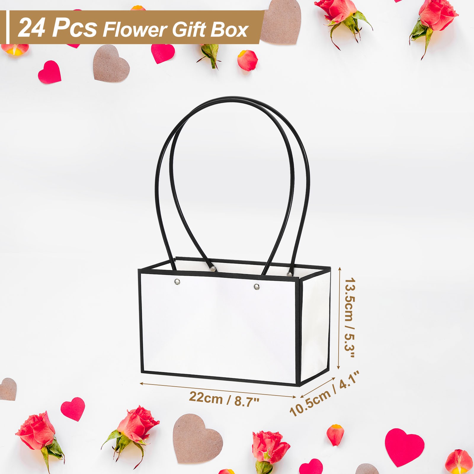 Flower Gift Box, 24 Pcs, Black with White Borders & Black with White Borders