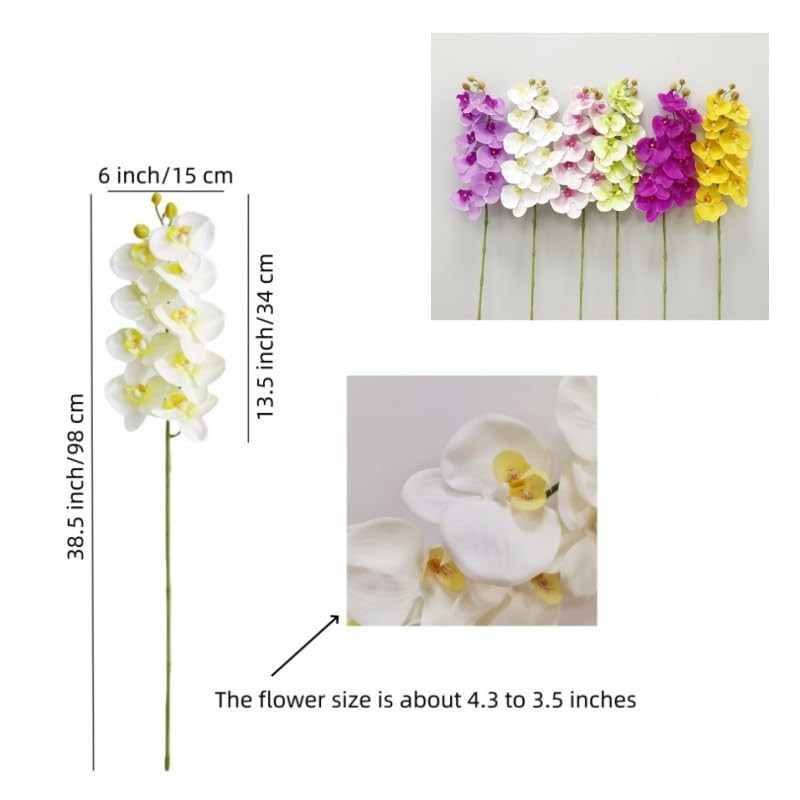2 Pcs Orchid Stems 38″ Artificial Flowers Real Touch Latex Faux Phalaenopsis …