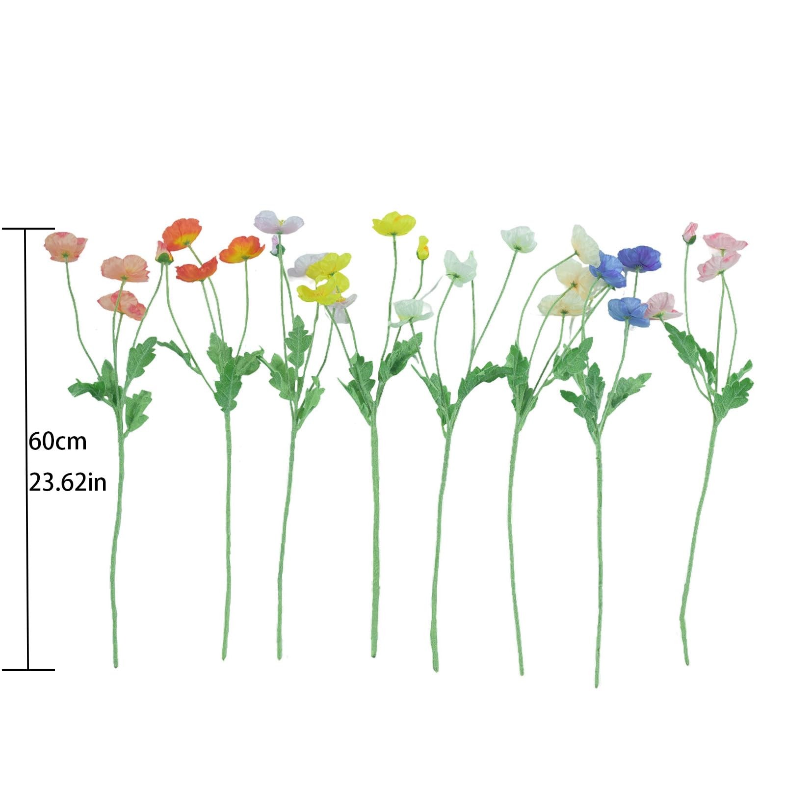 Kabcxci Artificial Poppy Flowers8 Pcs Fake Silk Flowers for Home DecorWedding…