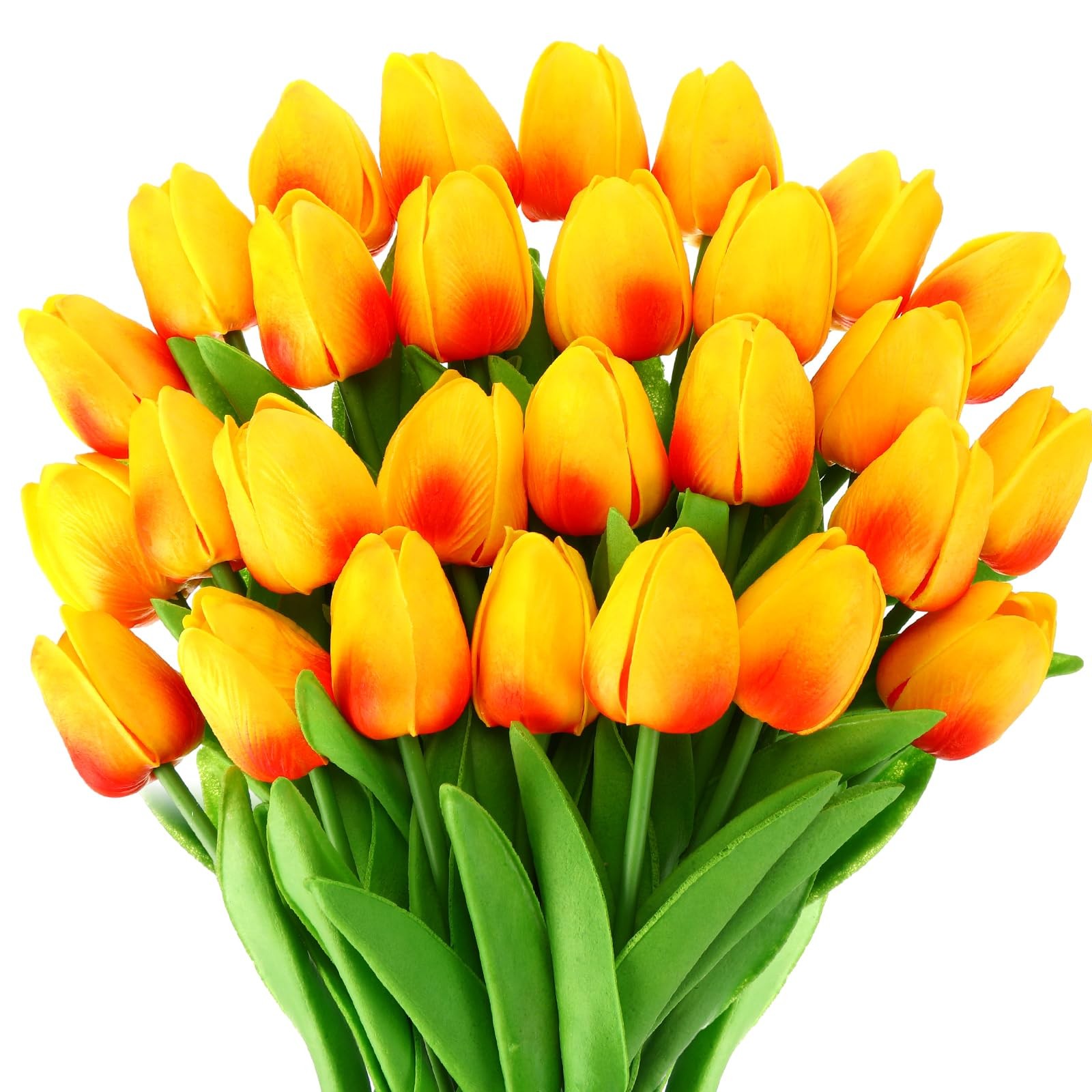 Lyrow 30 Pcs Tulips Artificial Bouquet Flowers Faux Tulips for Home Kitchen W…
