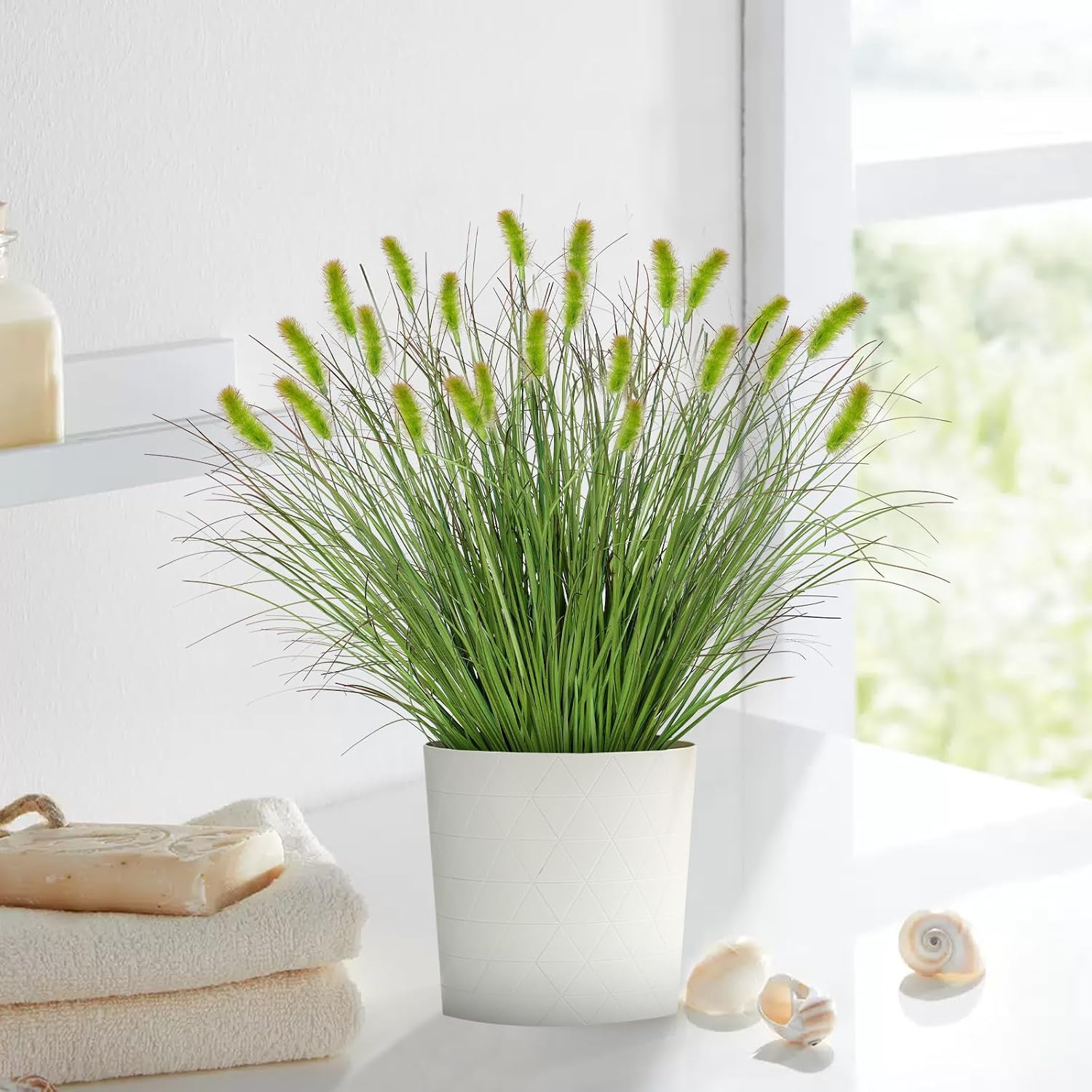 14PC Artificial Dog Tail Grass Plant UV Resistant Outdoor Ornamental Wheat Grass