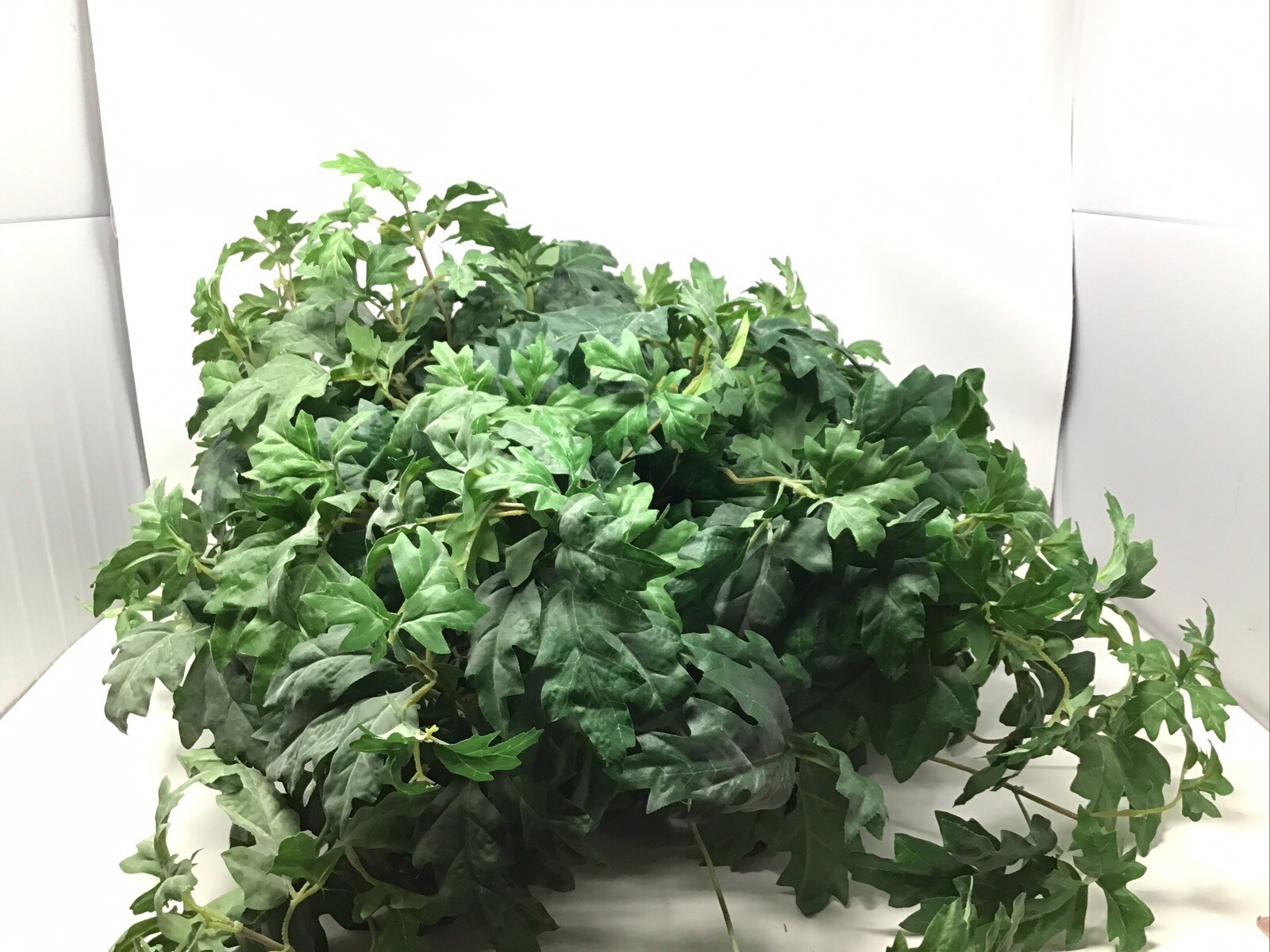 Large Artificial Silk Green Leafy Plant In Brass Hosley Planter