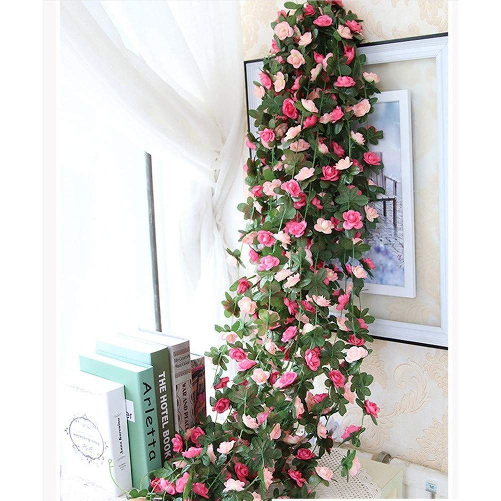 8Pcs 66FT Pink Flower Garland, Artificial Rose Floral Vines Fake Hanging Spri…