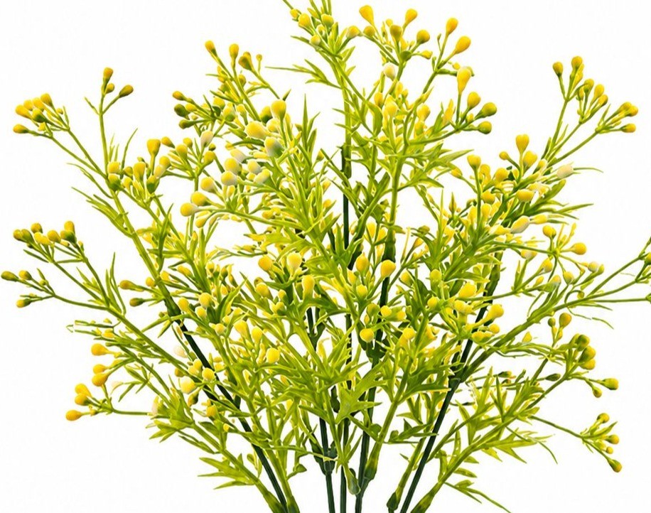 Set of 2 Faux Wax Flower Sprays 13 Inch Artificial Filler Flowers Yellow Wildflo