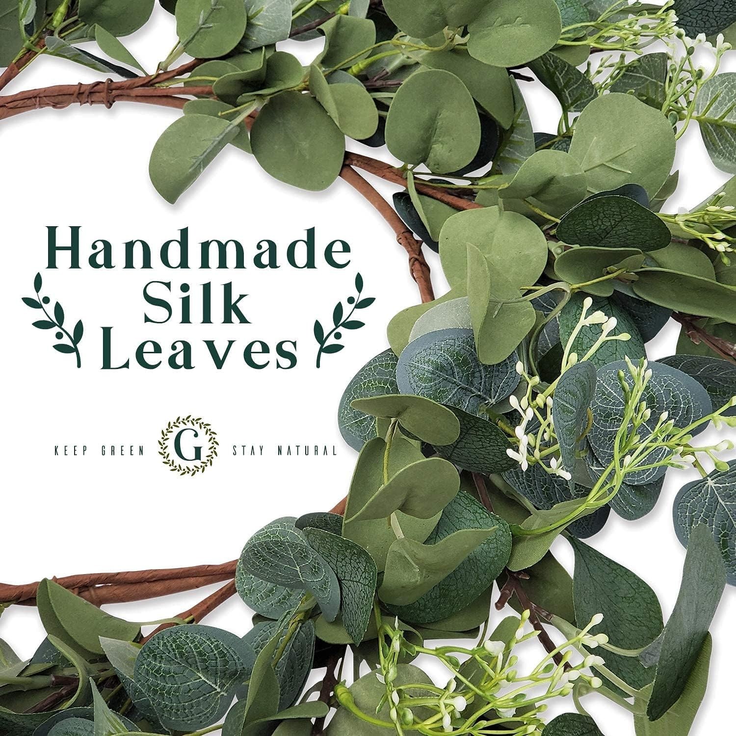 Durable 22-Inch Eucalyptus Wreath – Handmade Silk for Indoor & Outdoor Use