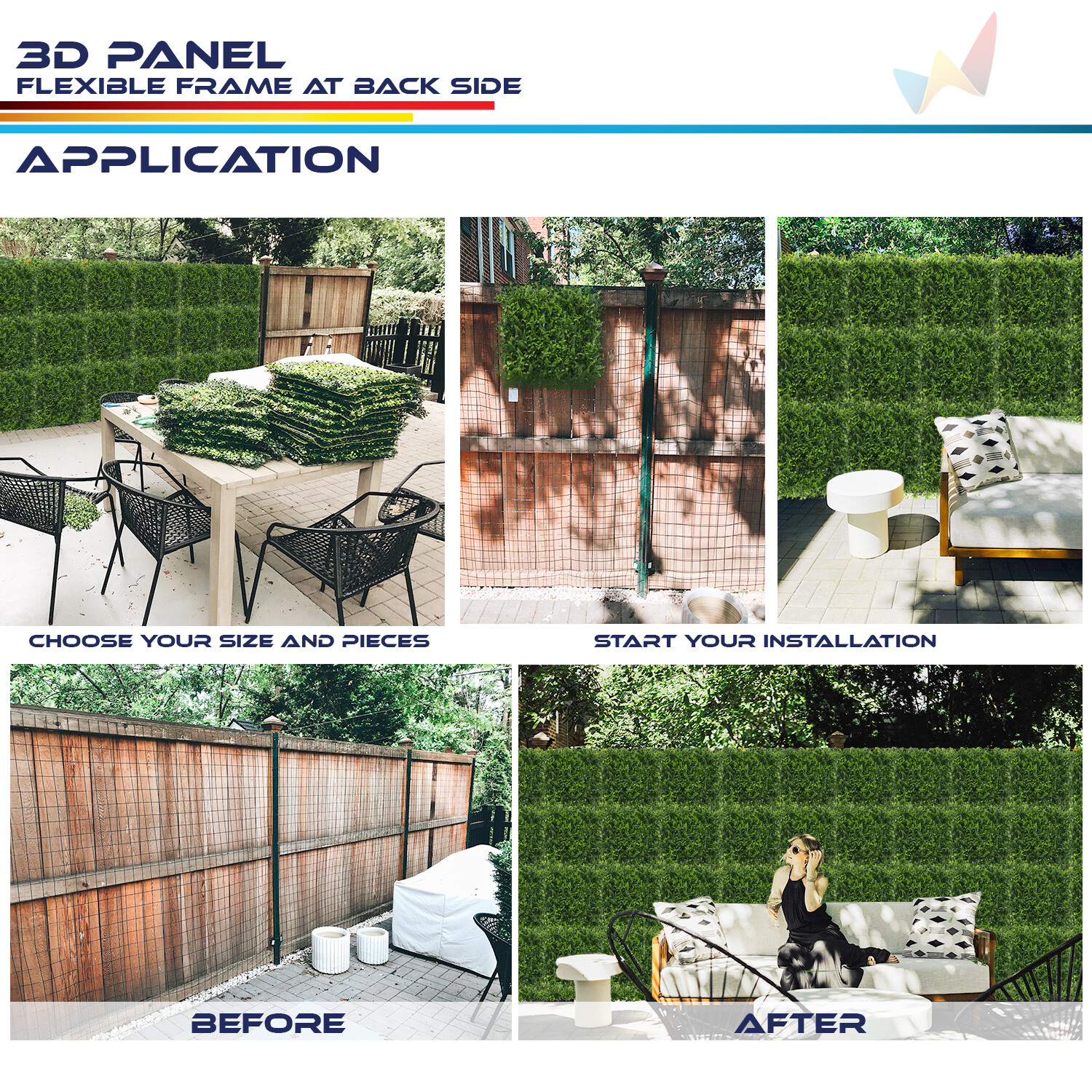 20×20″ Artificial Faux 3D Mix Fern Mat Privacy Fence Screen Decor Panel Hedge #9