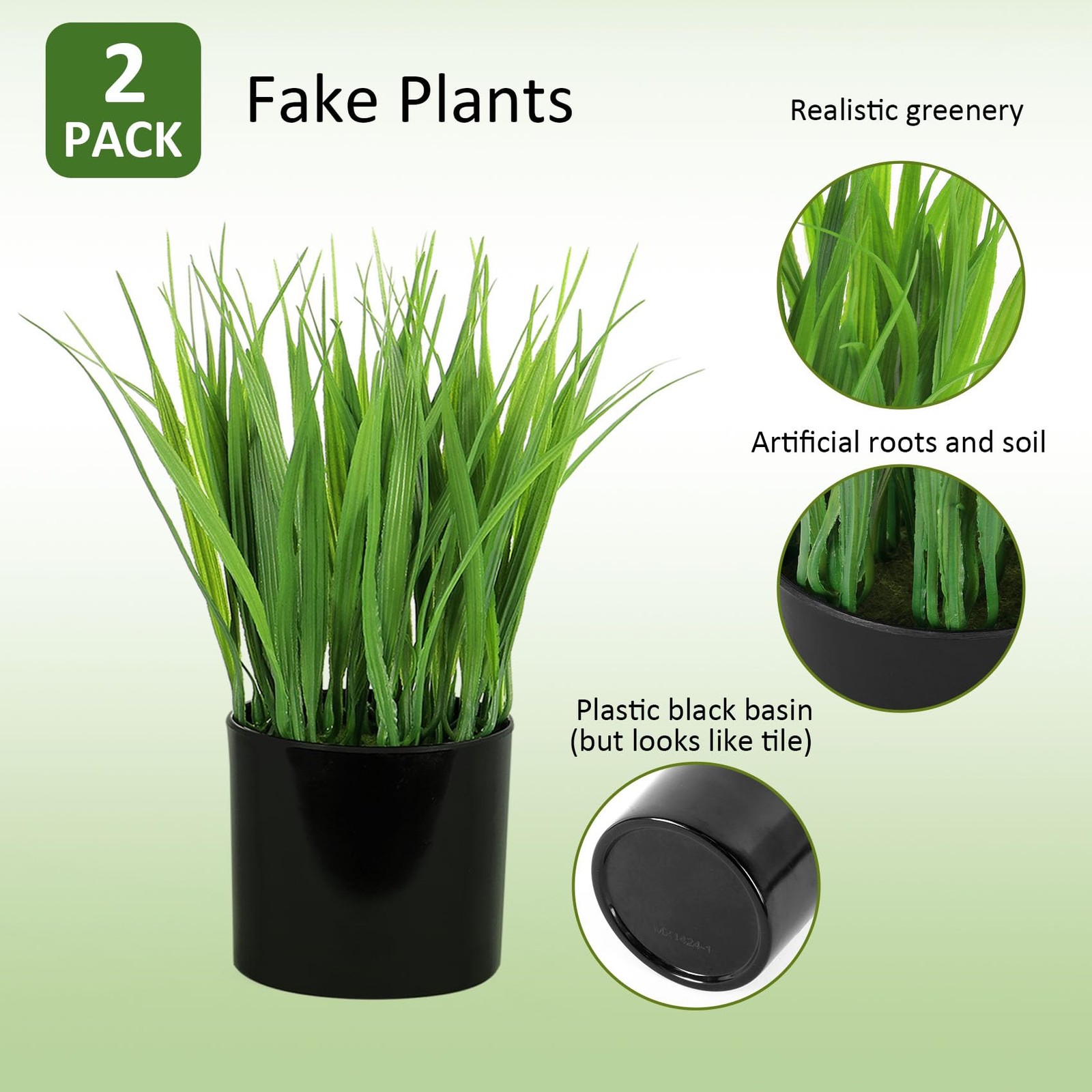 2 Pack Fake Plants Indoors Potted Wheat Grass Faxu Plants for Desk Table Shel…
