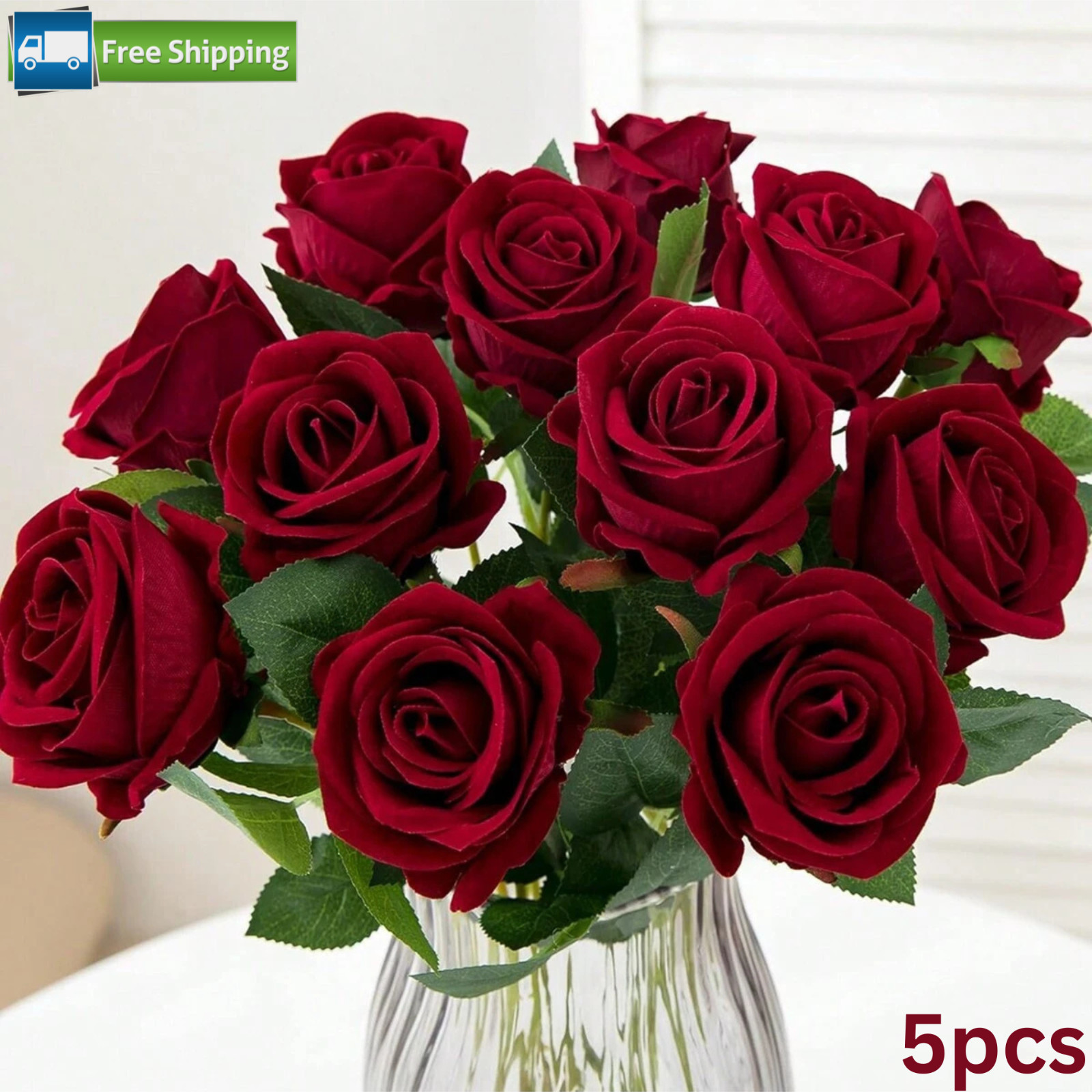 5PCS Autumn Artificial Rose Flowers Valentine’s Day Bundle Decoration Wedding