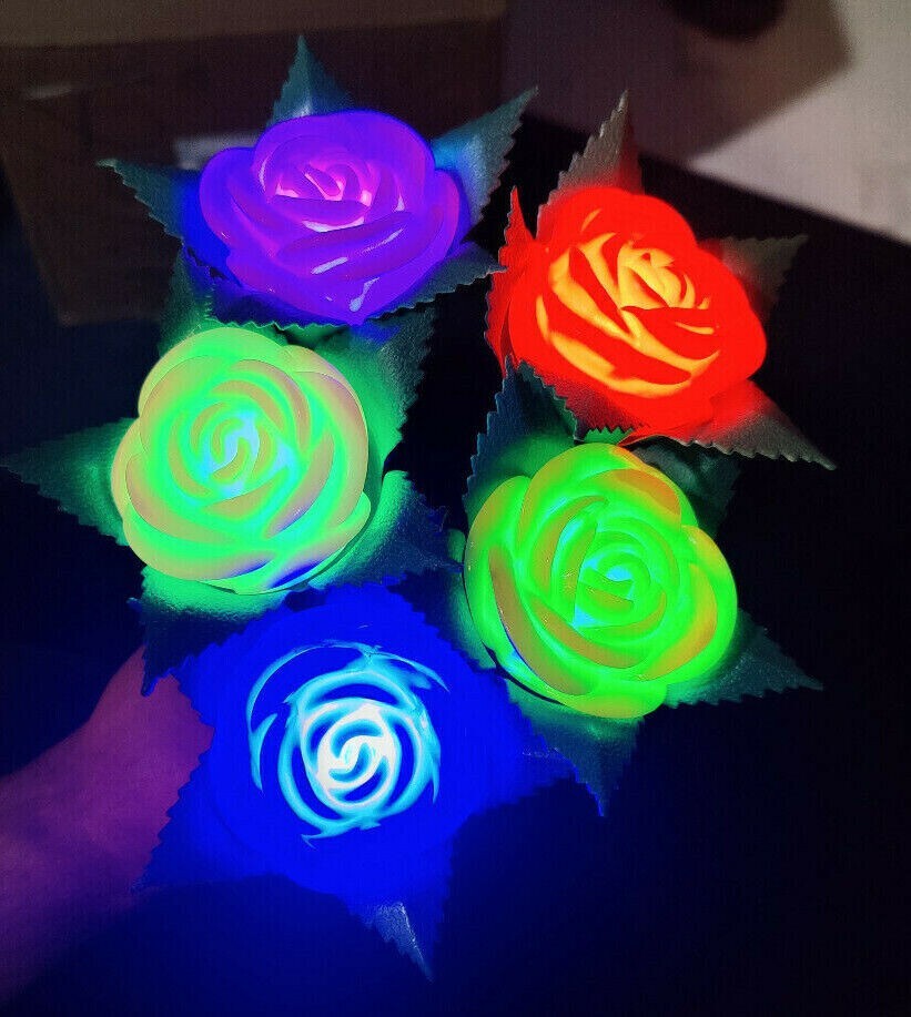 NEW Led Light Up Plastic Garden Roses Red, Pink, Purple, Yellow, or Blue