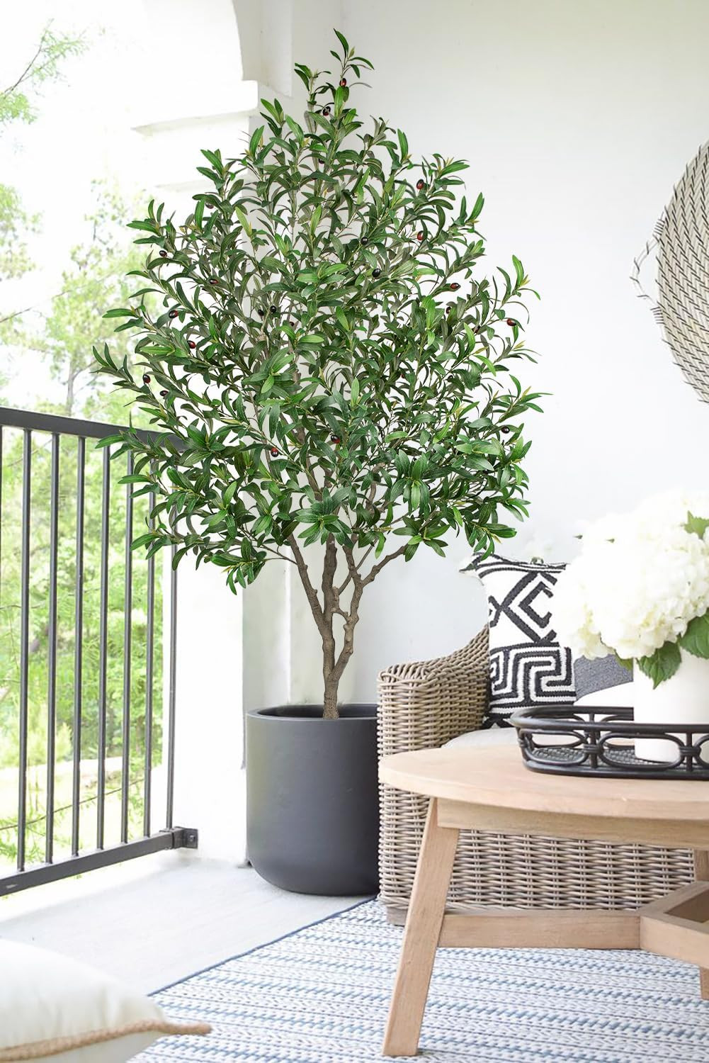 6.7FT Faux Olive Tree in Pot – Lifelike Indoor Decor for Home & Office