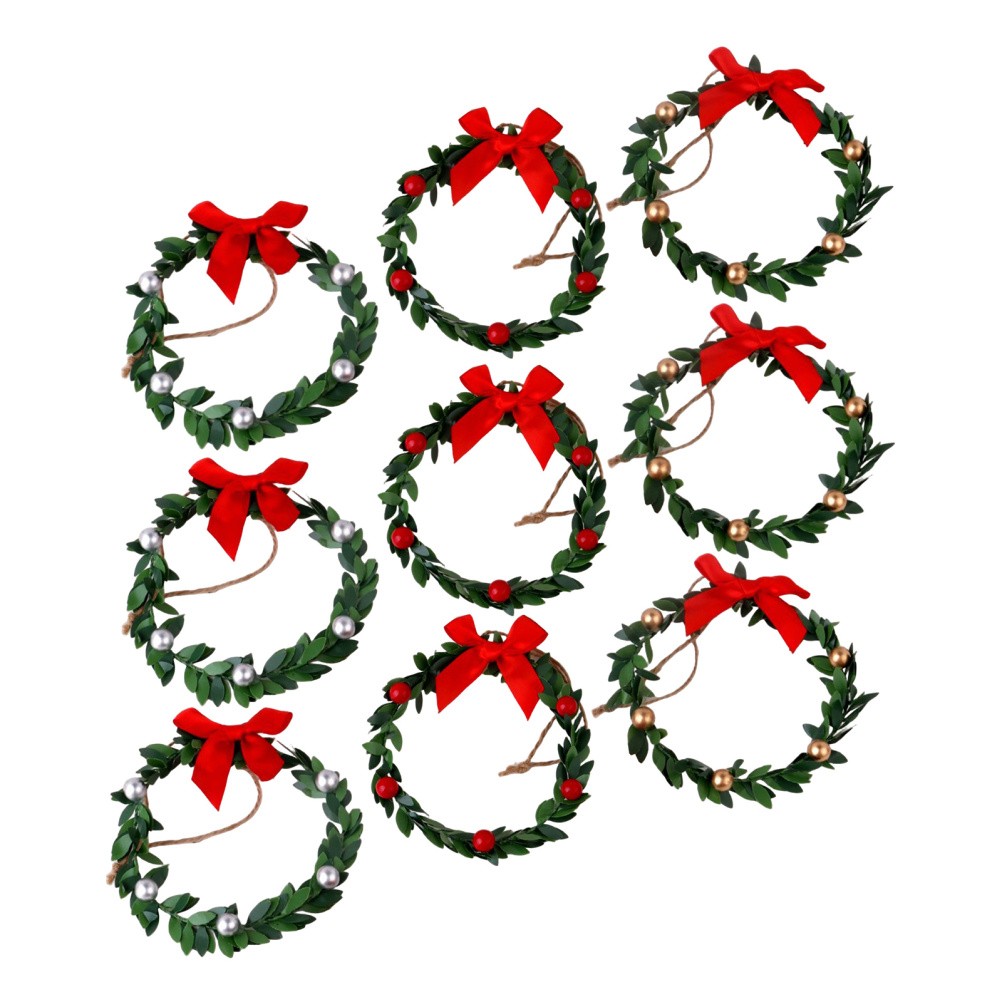 9 Pcs Artificial Wreaths Hanging Decorations Cabinet with Ribbon
