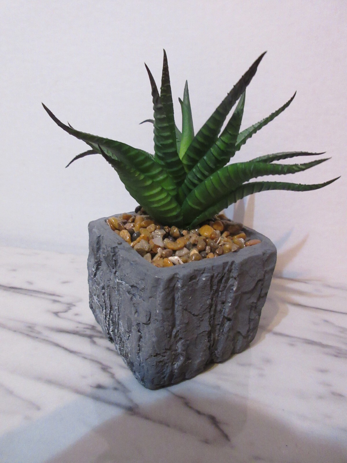 Floral Decor Artificial 5″ dia Green Succulent Cactus in Pot 3 in Square PEACE