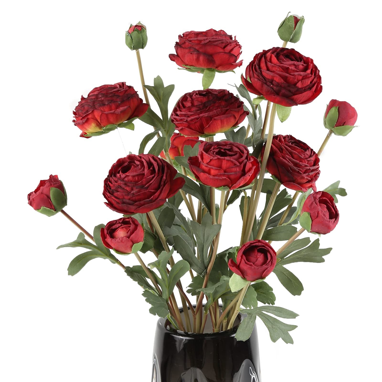 Ranunculus Artificial Flower,Silk Flowers Fake Persian Buttercup Flower 18 He…