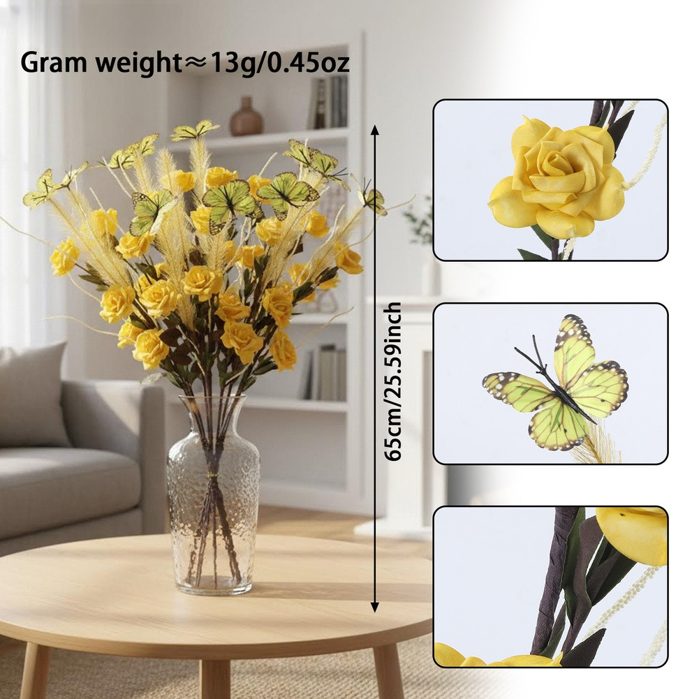 Artificial Reed Flower Bouquet for Wedding Home Office Decor White Pink Yellow