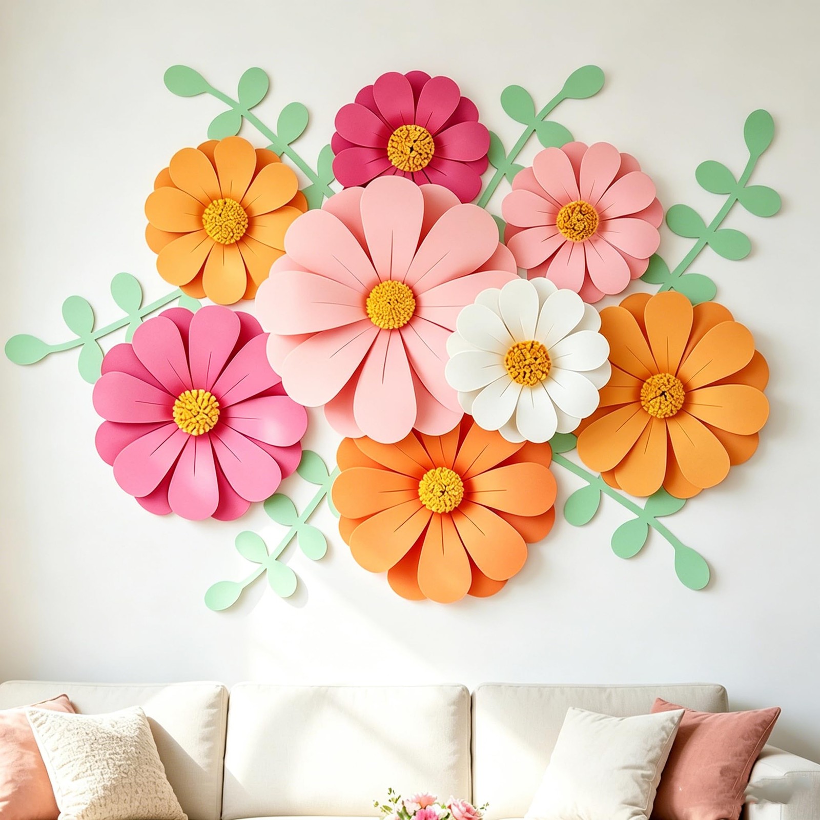 1 Kit Daisy Paper Flowers Party Decorations Wall Hanging Backdrop Decor