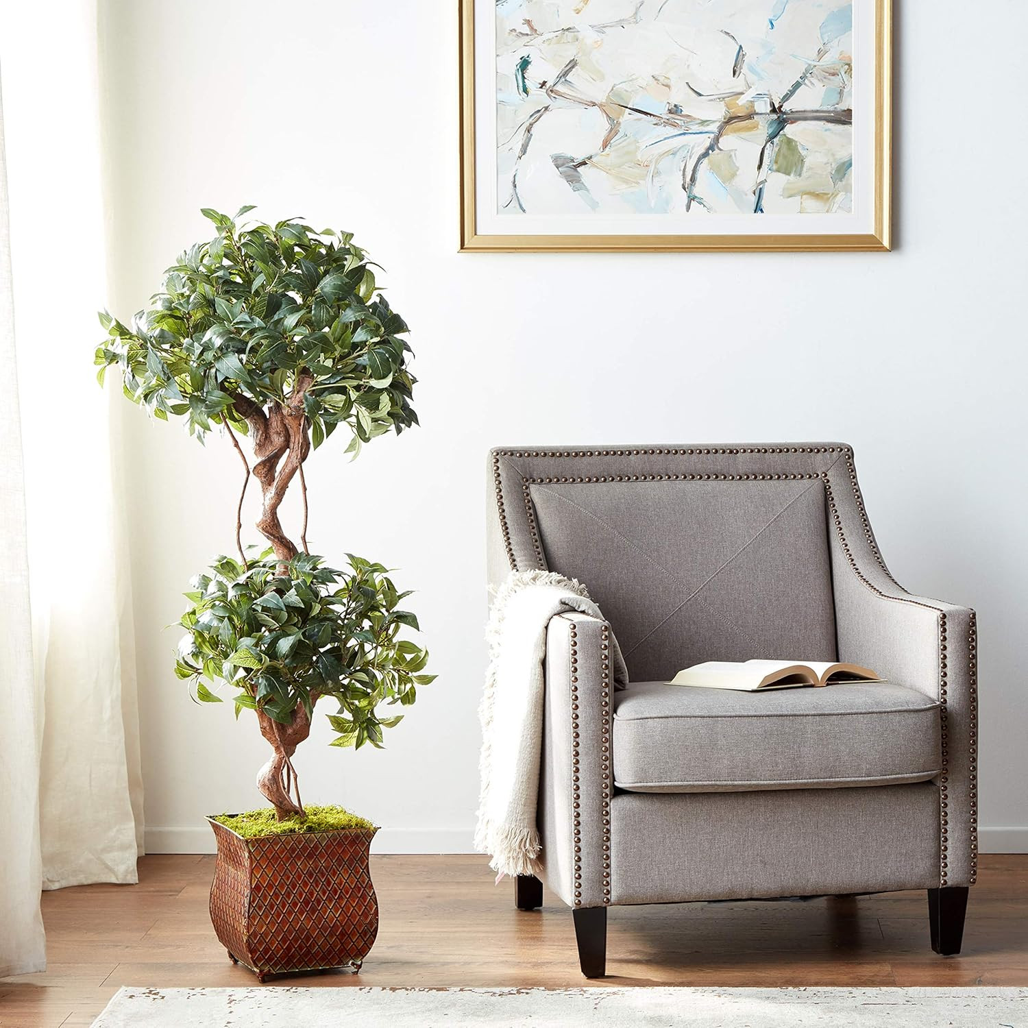 4.5’ Double Topiary Sweet Bay Artificial Tree – Lush Green Decor