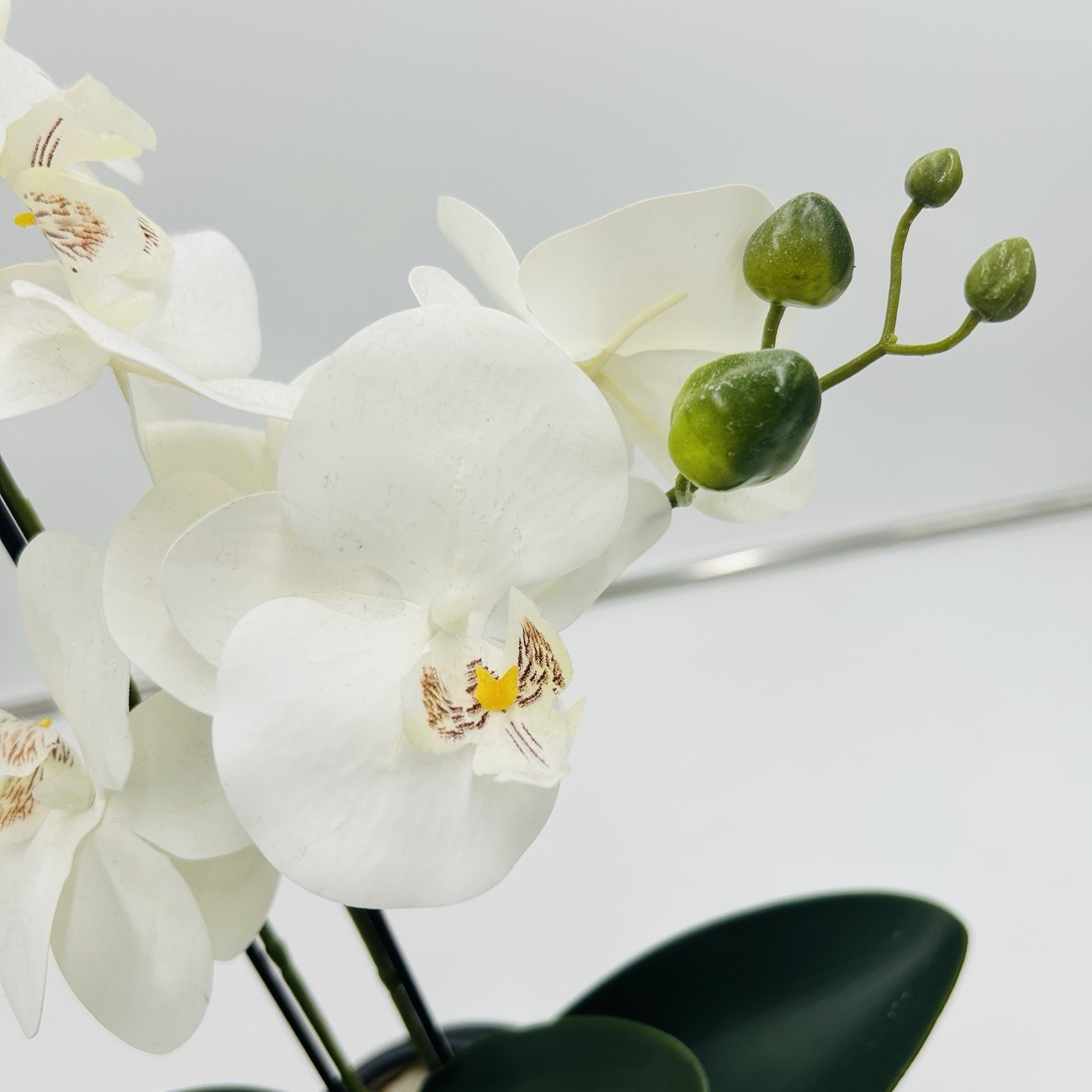 White Phalaenopsis 19″ Orchid Artificial Flowers with Black Vase Arrangement