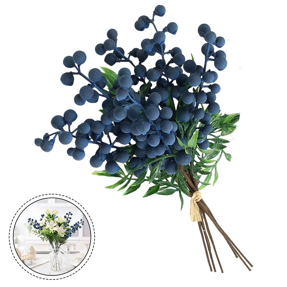 Artificial Blueberries Blueberry Stems Lightweight Design Multiple Uses