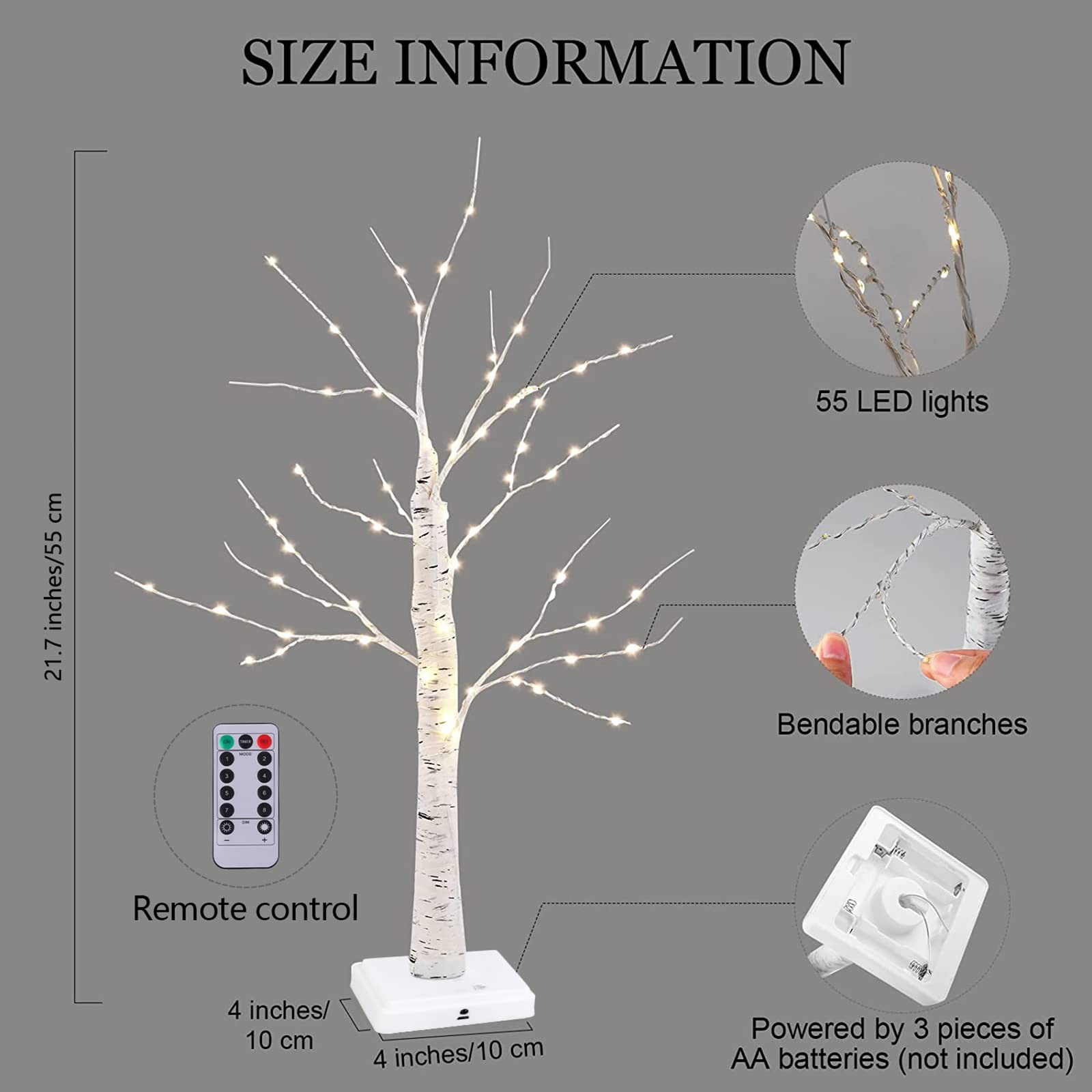 Valentine’s Day Tree Decoration with LED Lights 21.7 Inch Tabletop Birch Tree…