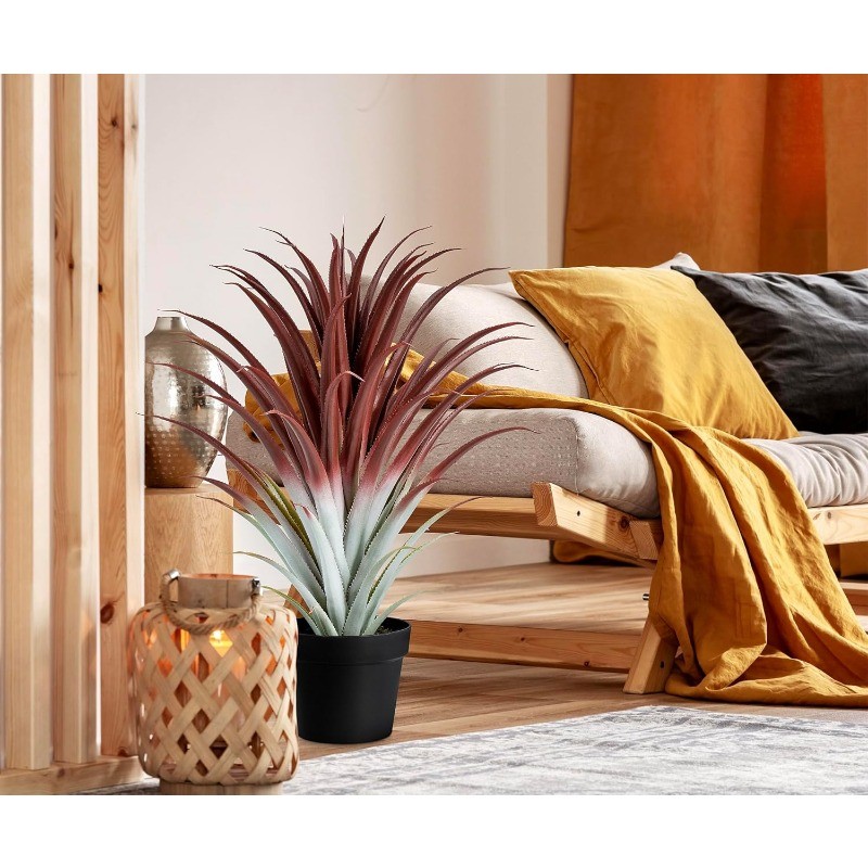 Hyper Realistic Big Red Artificial Aloe Vera Plant 26 Inches Tall. Large Faux