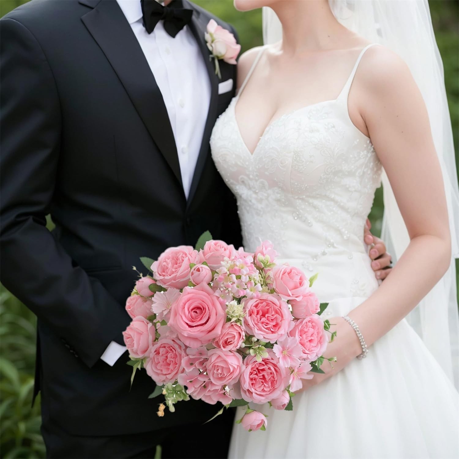 4 Pcs Light Pink Artificial Peony Set – 2 Bouquets & 2 Stems for Elegant Decor