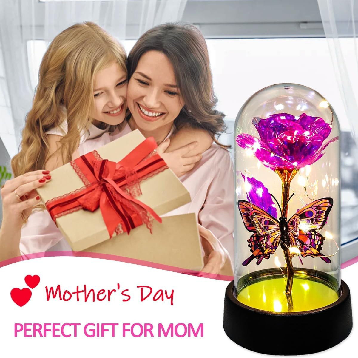 Eternal Glass Rose in Dome – Romantic Gift for Her, Mom, Birthday & More