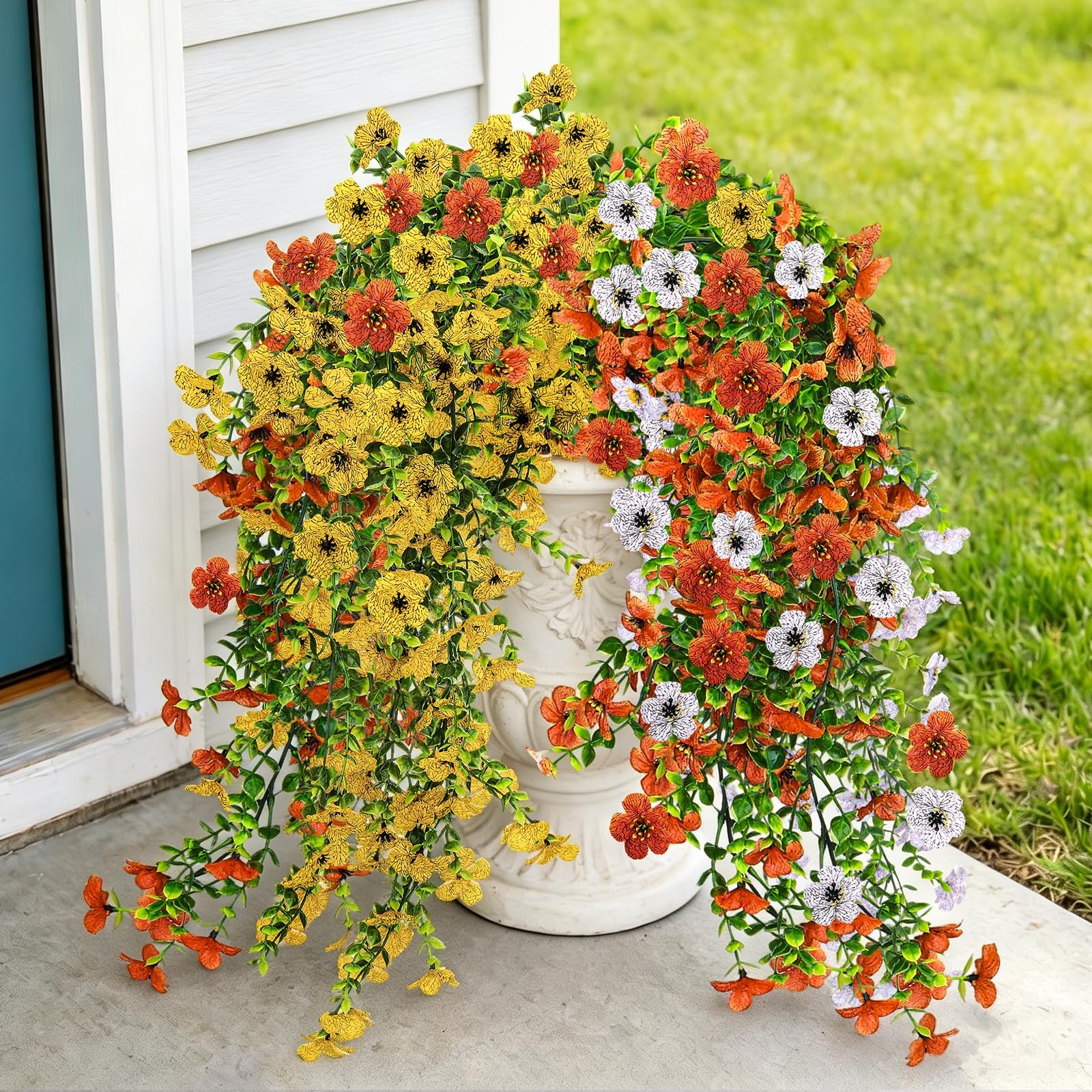 6Pcs Mix Color Artificial Flowers for Outdoors Hanging Flowers Plants for Spr…