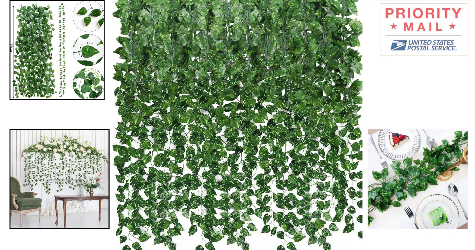 36 Pack Artificial Ivy Greenery Garland 259ft Fake Vines for Jungle Theme Decor