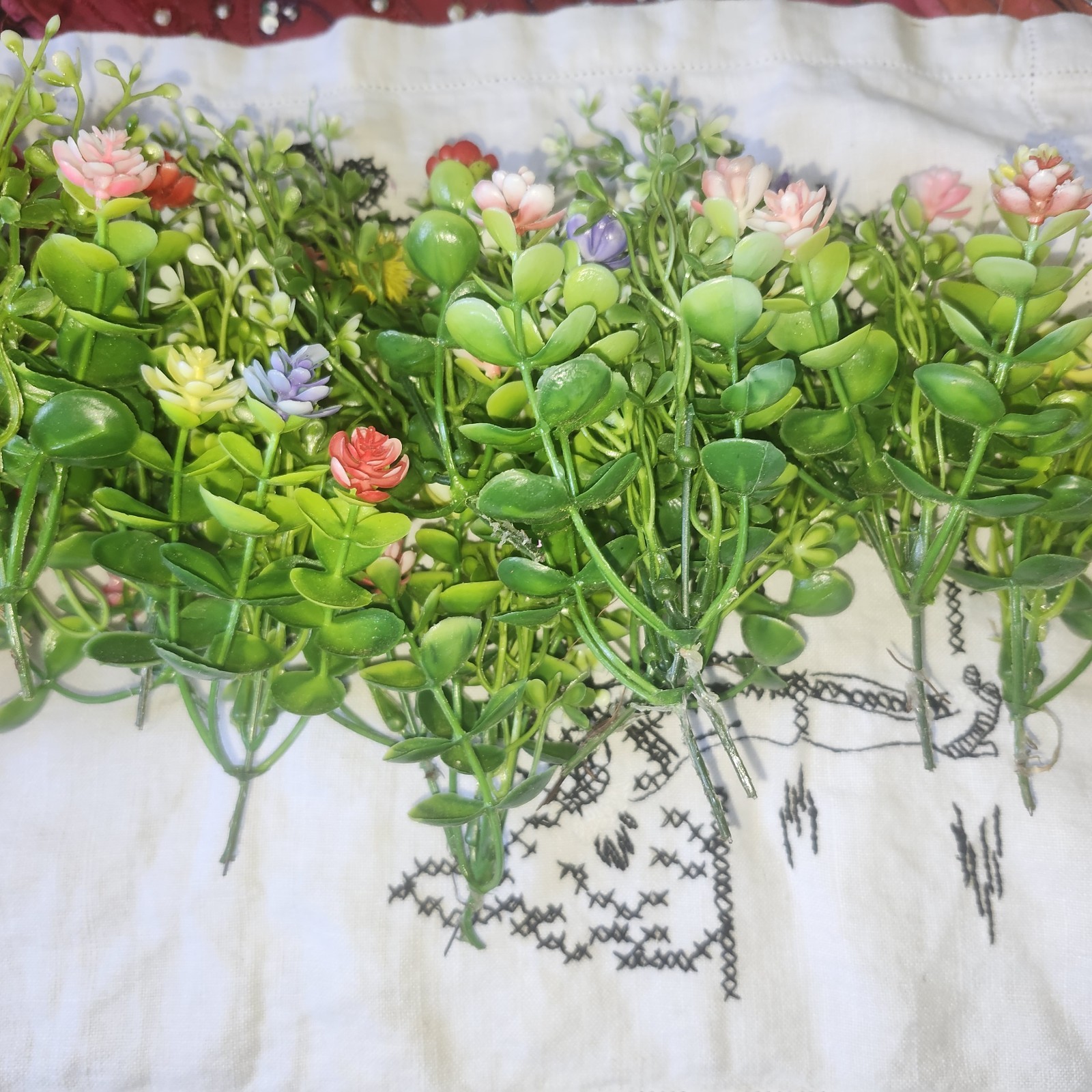 Vintage Plastic Flowers/ Greenery Large LOT MIXED