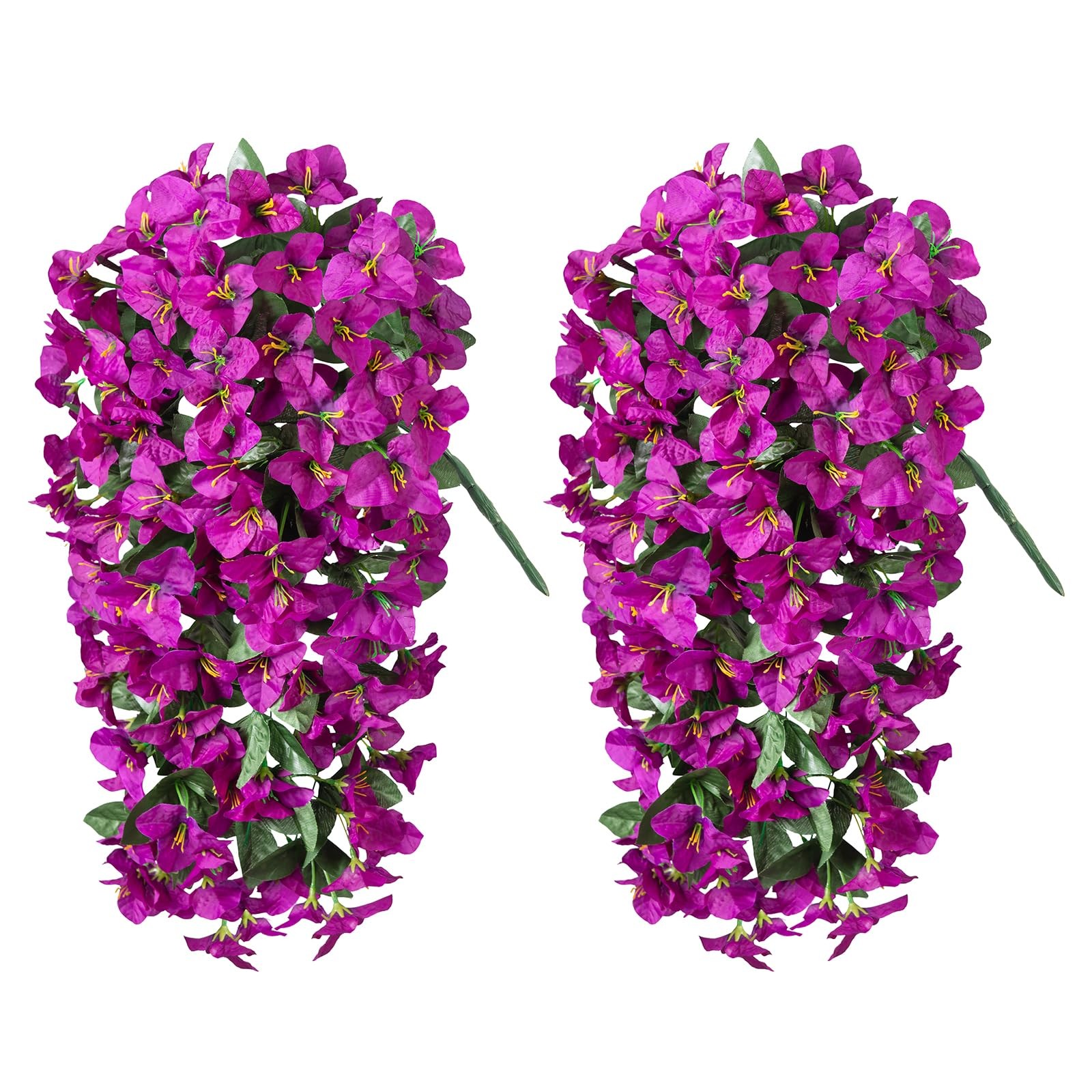 2 pcs Artificial Faux Bougainvillea Flowers Plants for Outdoor Outside Summer…
