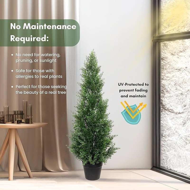 UV Resistant Faux Cedar Tree Outdoor Decor Weatherproof Artificial Indoor Plant