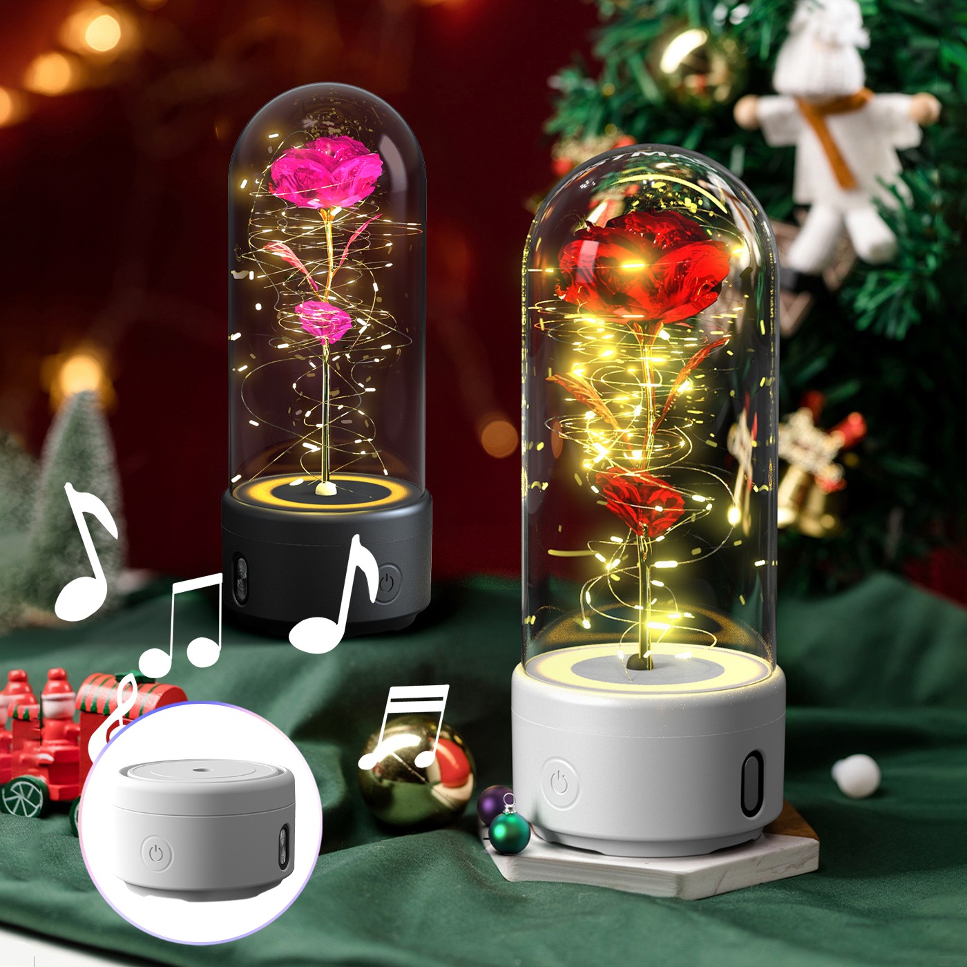 Rose Flower LED Light & Bluetooth Speaker Romantic Gift for A Woman Flowers
