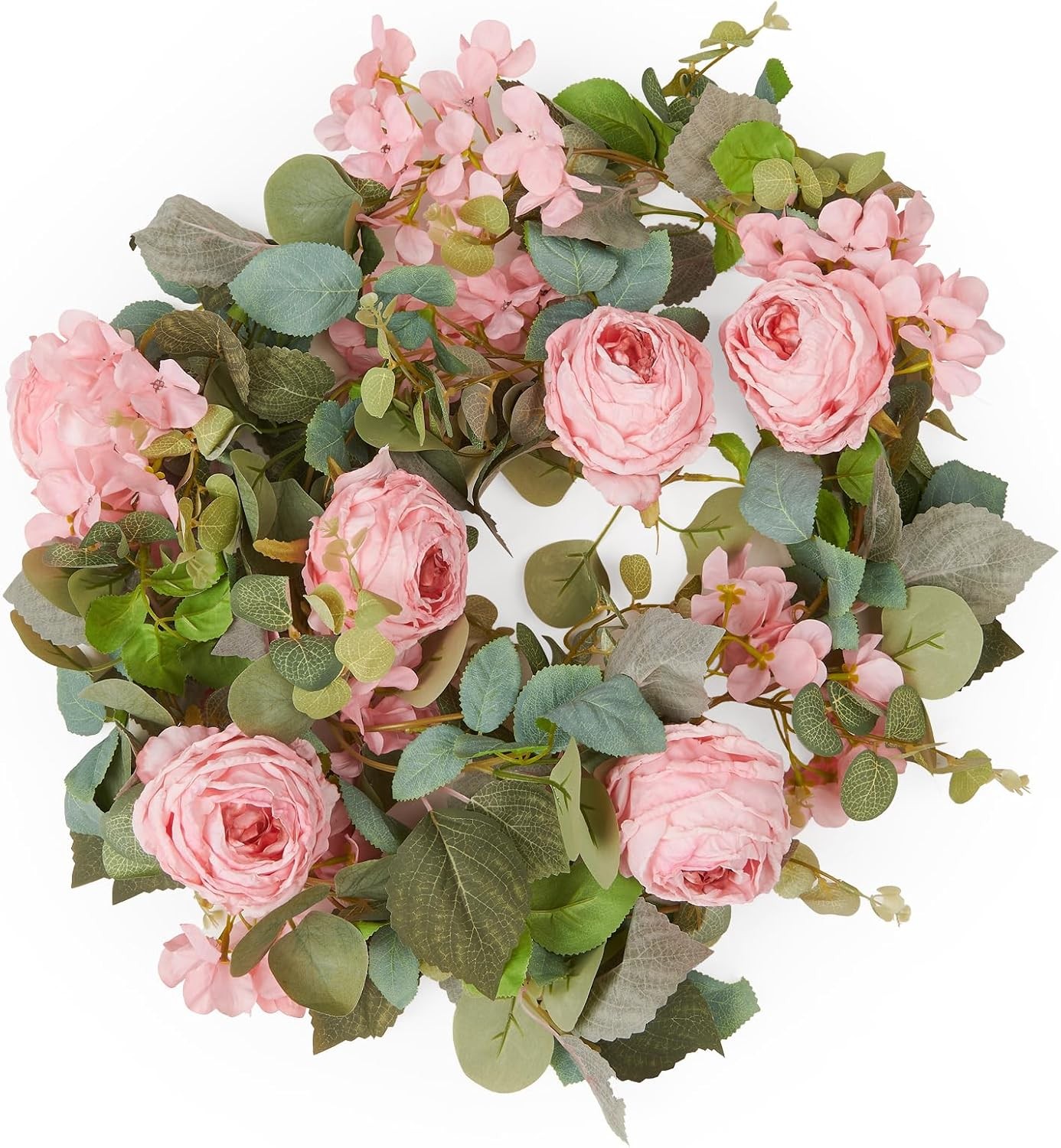 8 Pcs 8.2′ Artificial Rose Garland, Pink Flower Vine Faux Hanging Decor