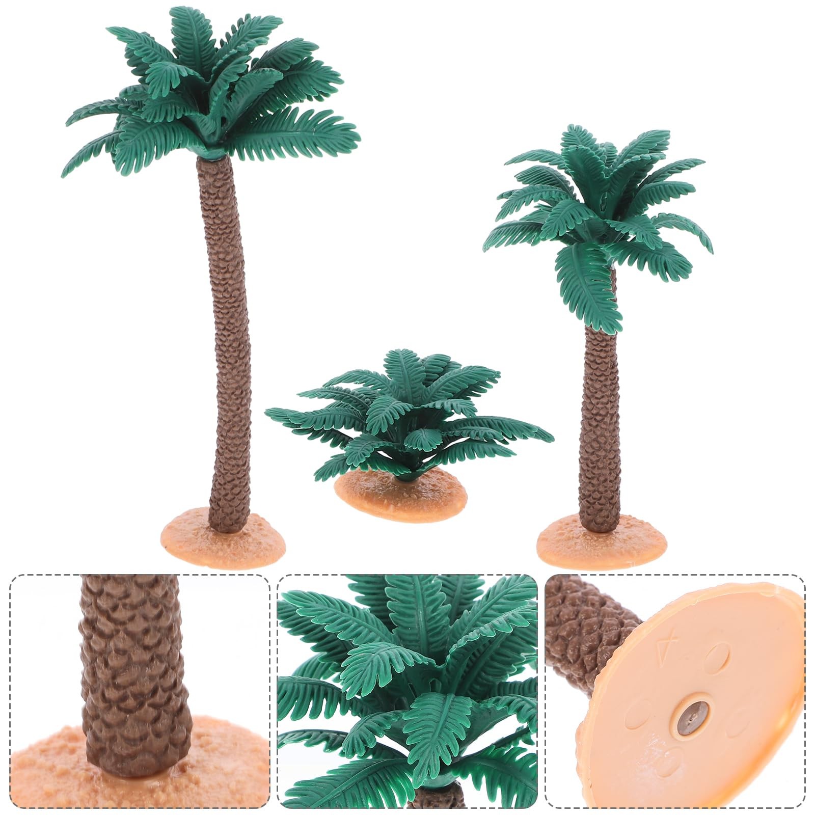 3 Pcs Mini Artificial Palm Tree Set, Plastic Coconut Fake Plant Bushes, Model…