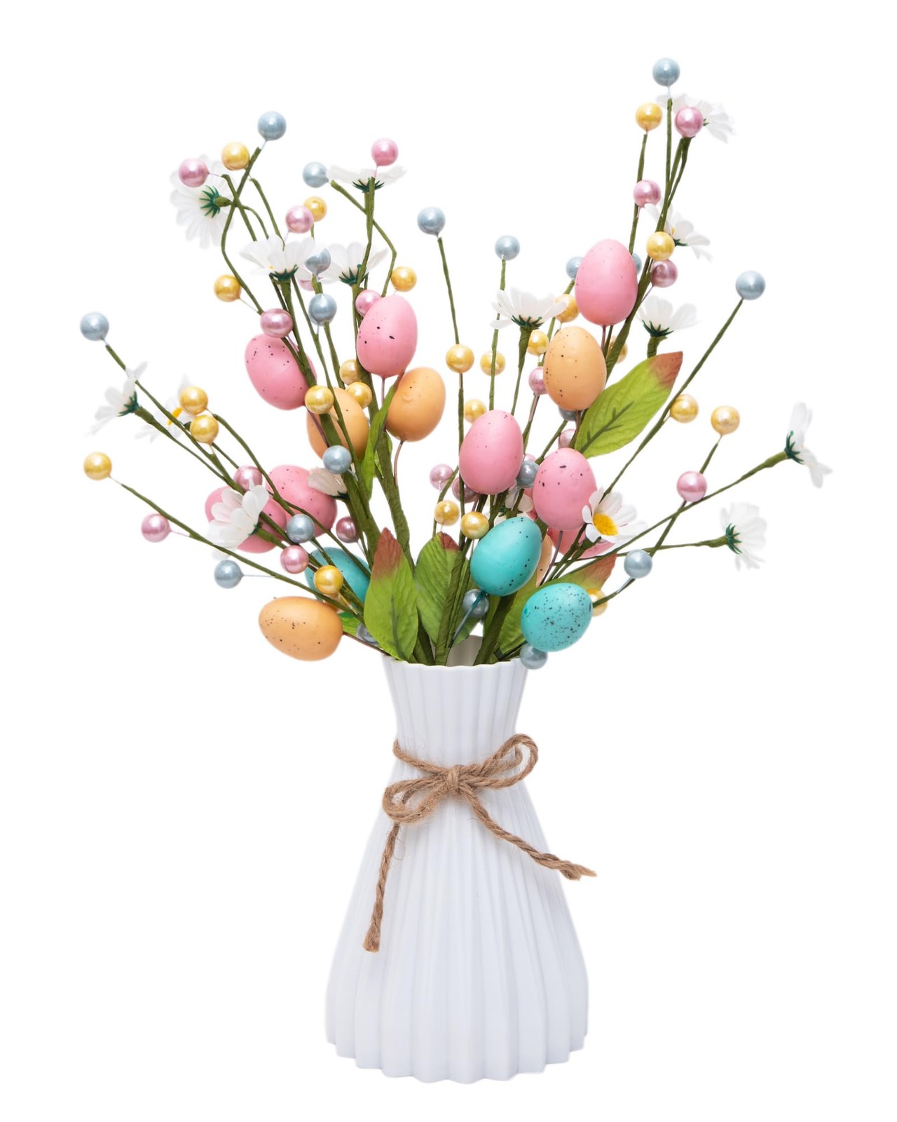 Artificial Easter Stems Spring Picks with Eggs and Colorful Berries Leaves Tw…