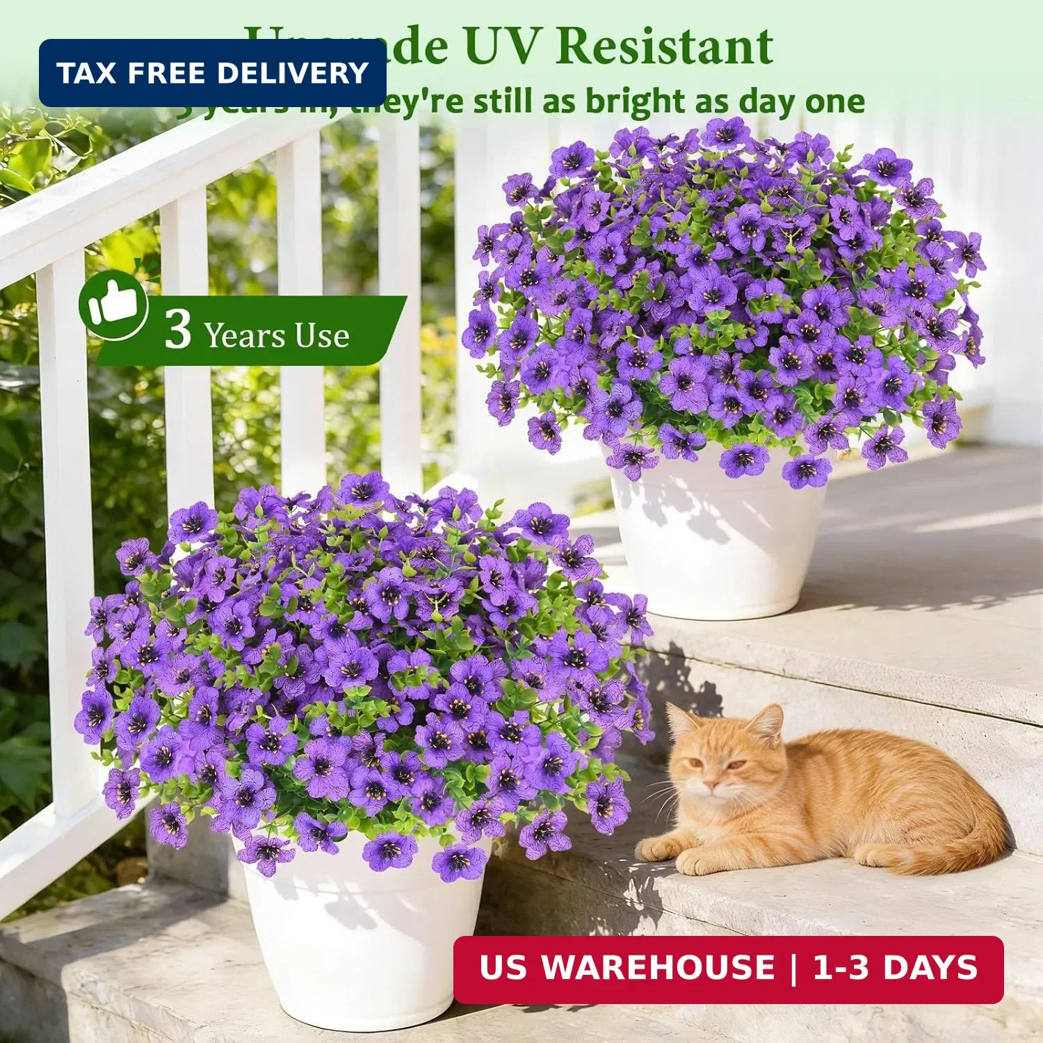 Elyum Artificial Flowers for Outdoors, 9 Bundles Artificial Plants & Flowers Out