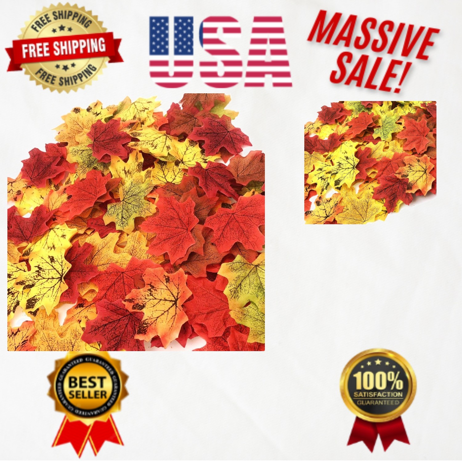 Multi-Colored 200 Pcs Fall Maple Leaves for Wedding & Thanksgiving Decorations