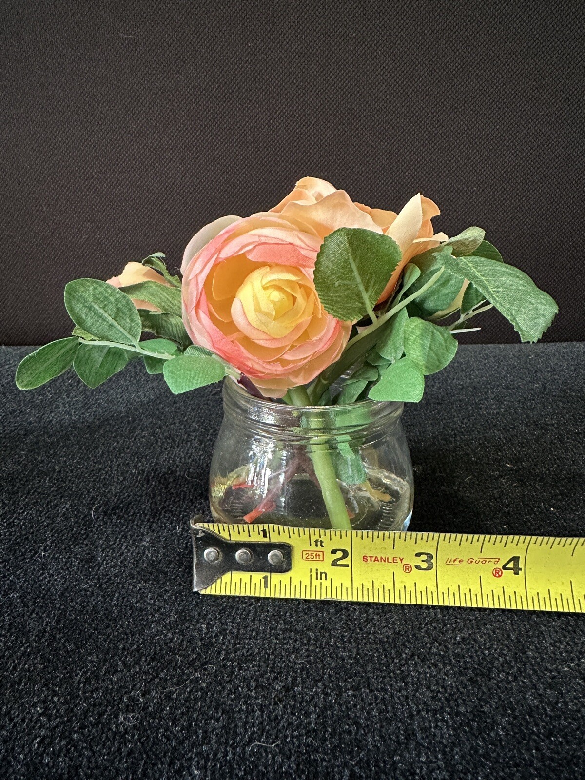 Faux Pink Rose Plant in Glass Jar Artificial Plants 5”X 5”