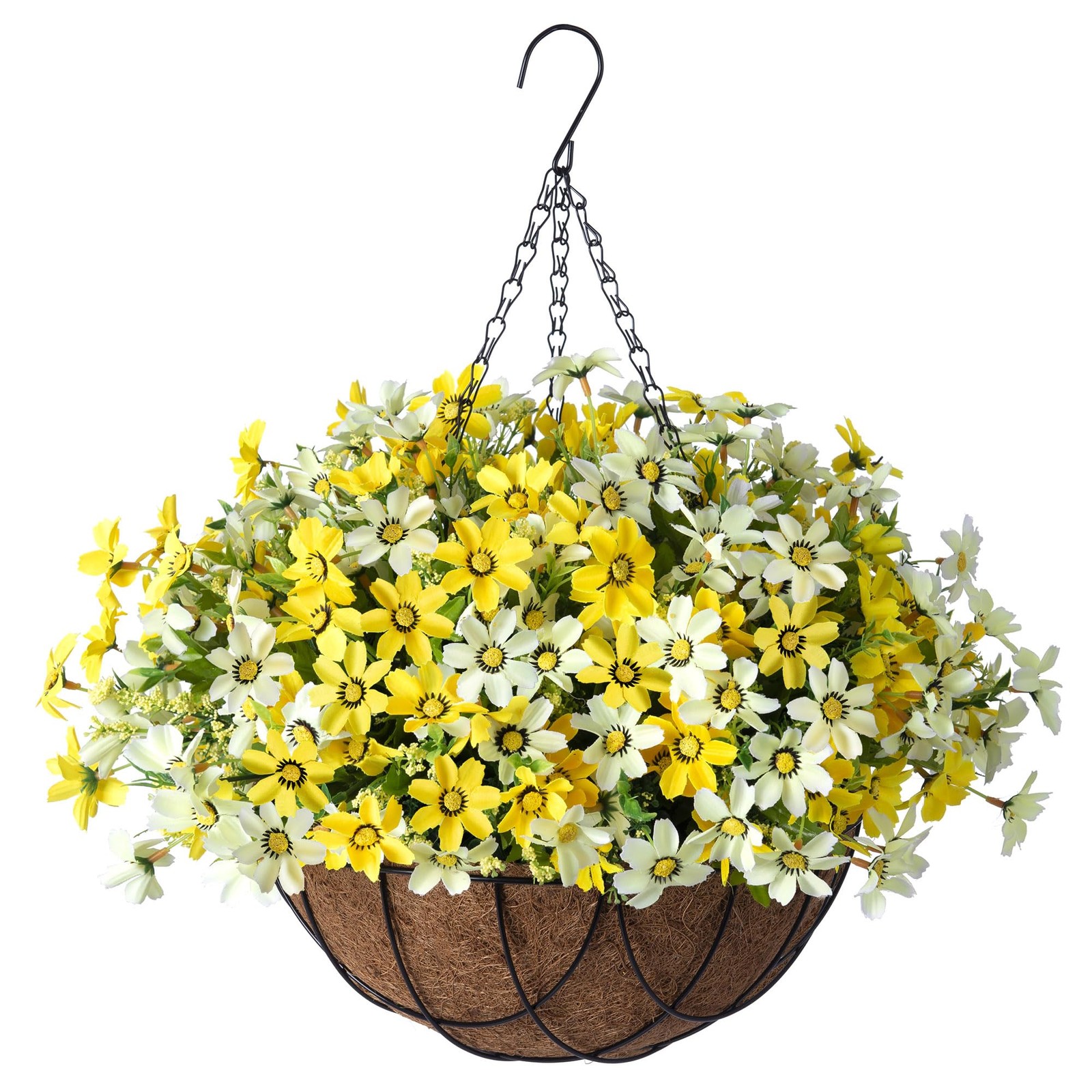 Artificial Silk Flowers Hanging Baskets Outdoors,Chrysanthemum with Eucalyptu…
