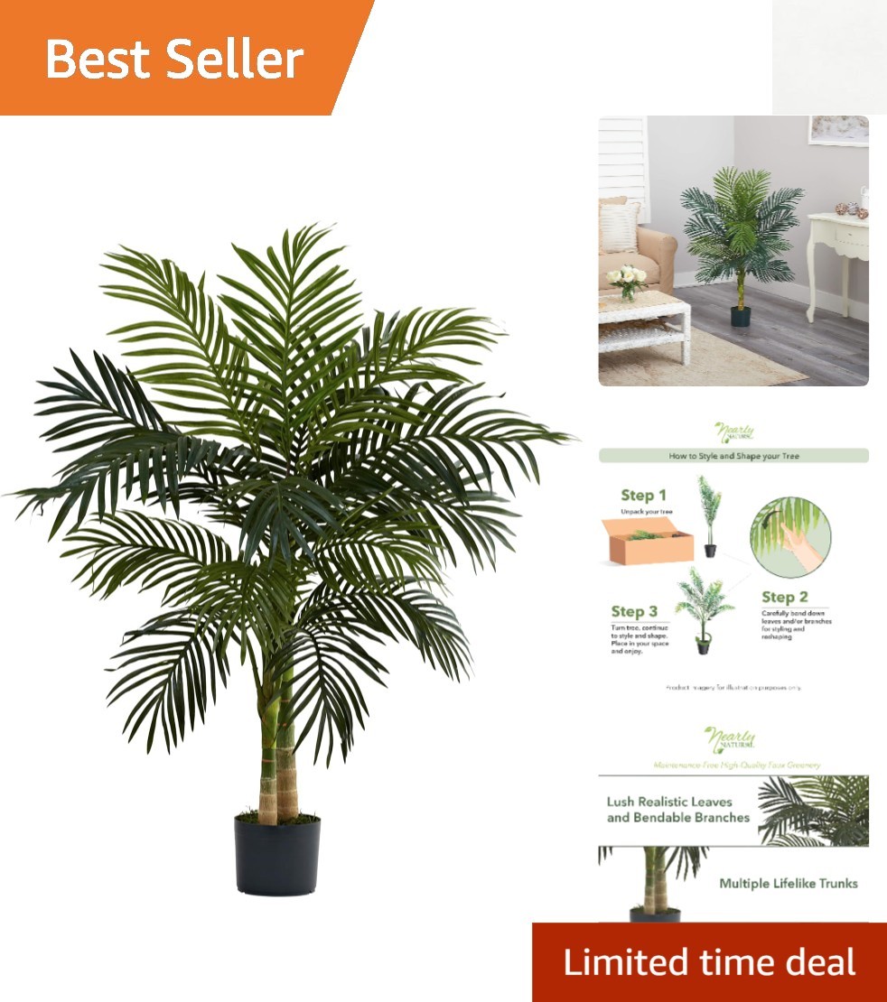 Stunning 4ft Realistic Golden Cane Palm Tree – Perfect for Home or Office
