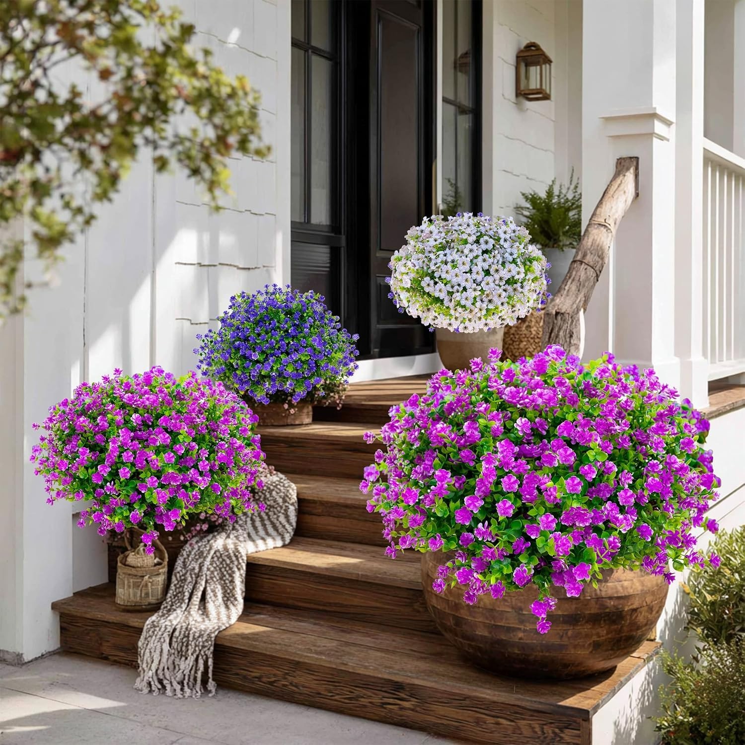 12 Bundles UV Resistant Magenta Artificial Flowers – Perfect for Outdoor Decor