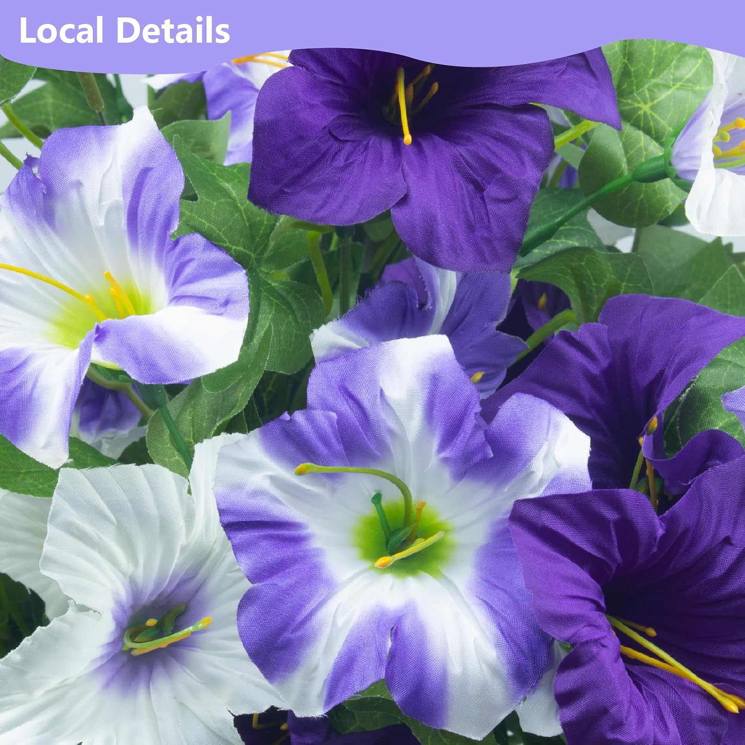 4 Pcs UV Resistant Artificial Petunia Flowers for Garden Decor (Purple White)